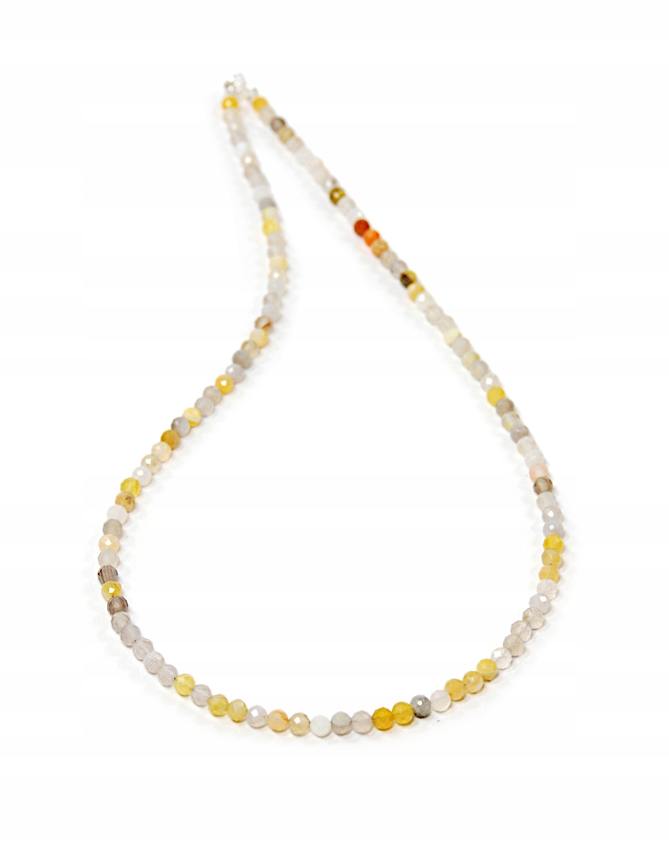 Přírodní náhrdelník Agaty Chalcedony fazetované kuličky 4 mm stříbro 925
