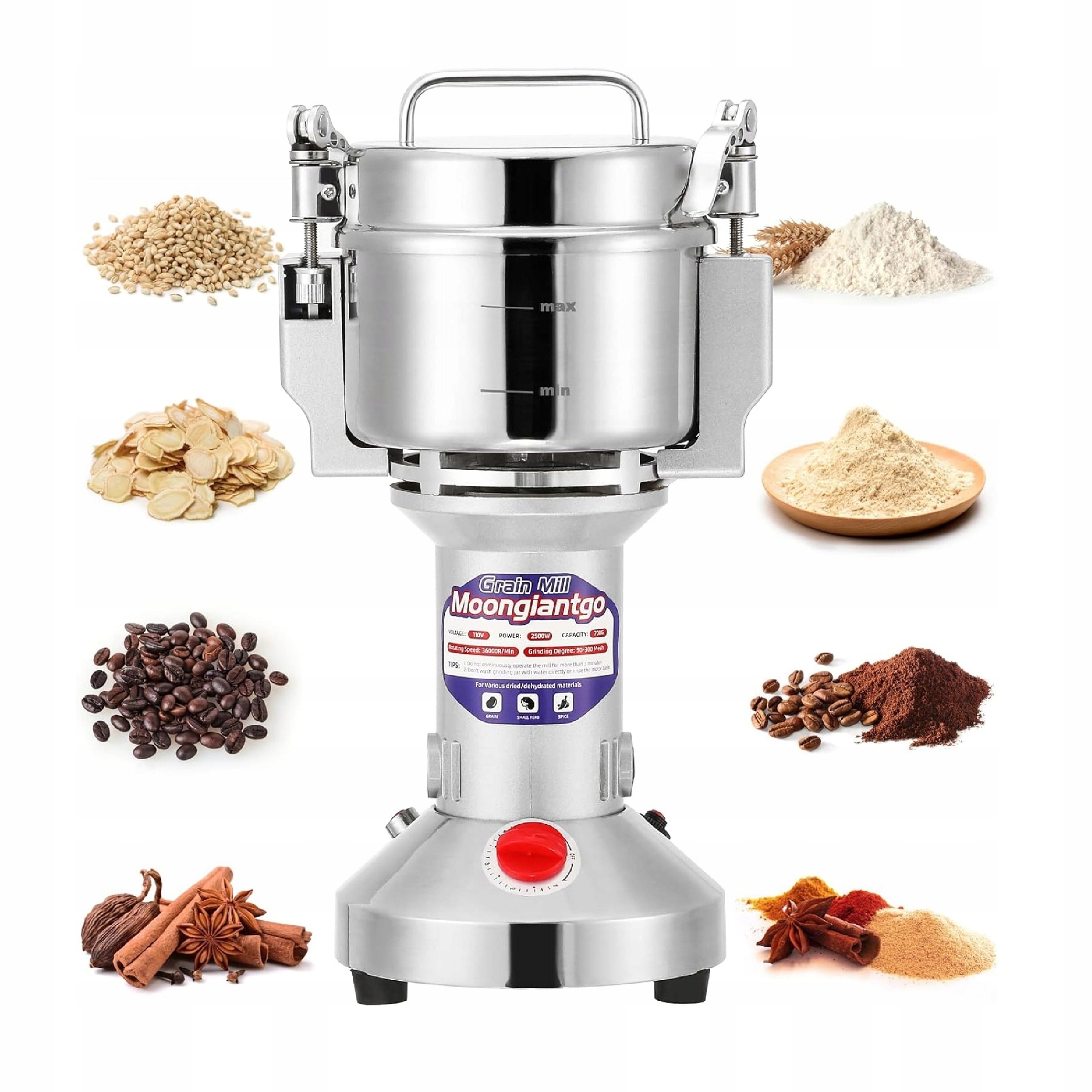 Elektrický mlýnek Moongiantgo Profesionální elektrický mlýnek 2500 W 500 g