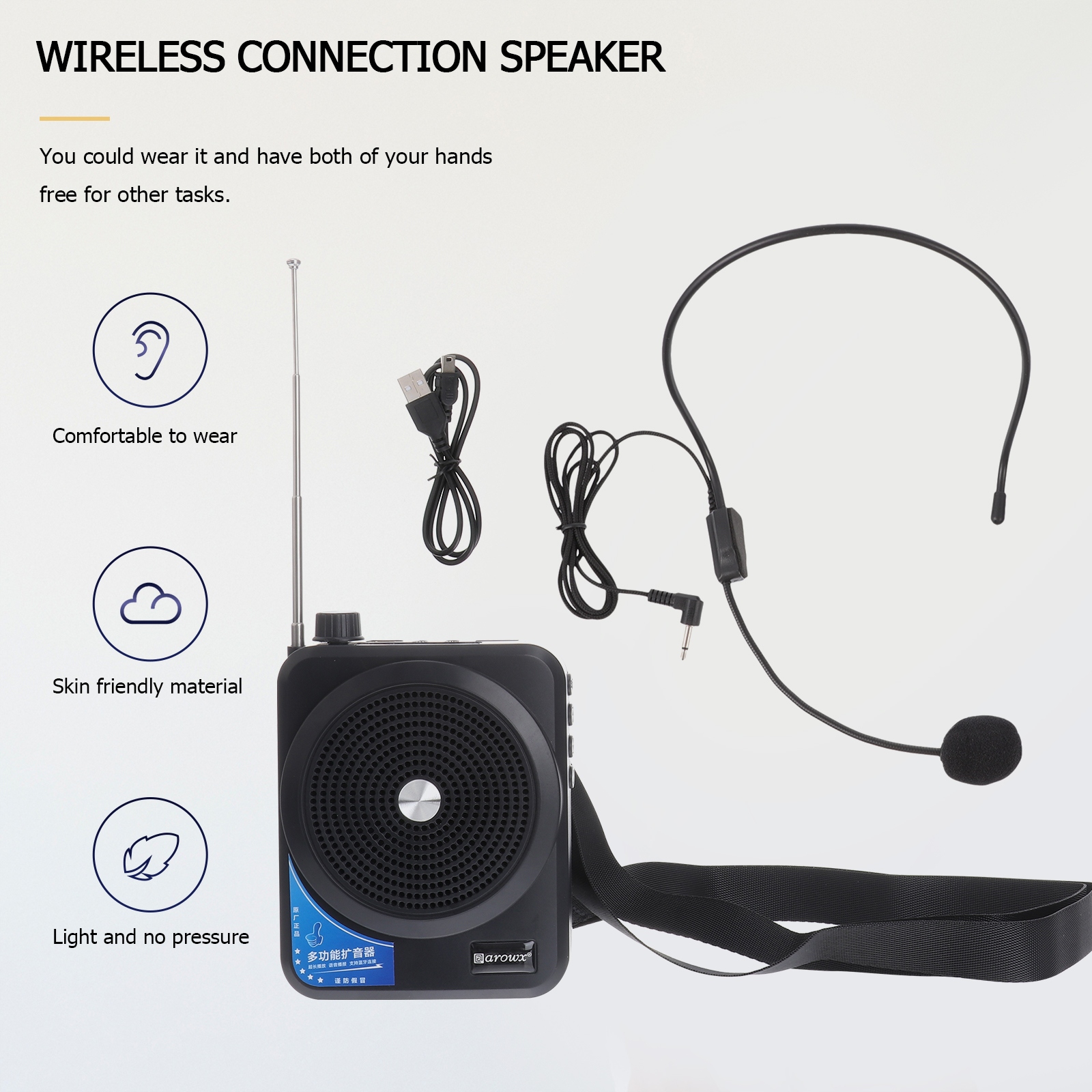 PRZENOŚNY WZMACNIACZ GŁOSU BEZPRZEWODOWY GŁOŚNE BRZMIENIE I PORĘCZNY Marka bez marki