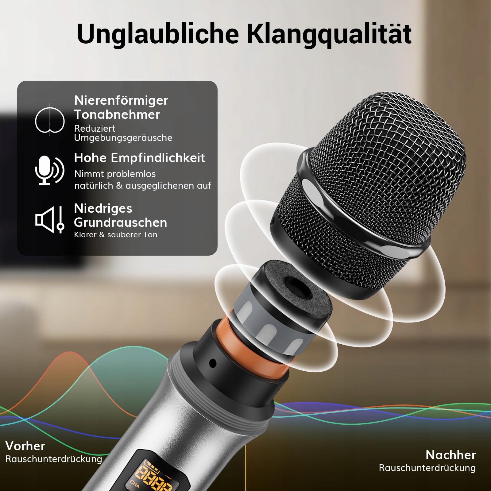 TONOR Zestaw Mikrofonów Bezprzewodowych UHF 4-Kanałowy Do Śpiewu Karaoke — miniatura 4