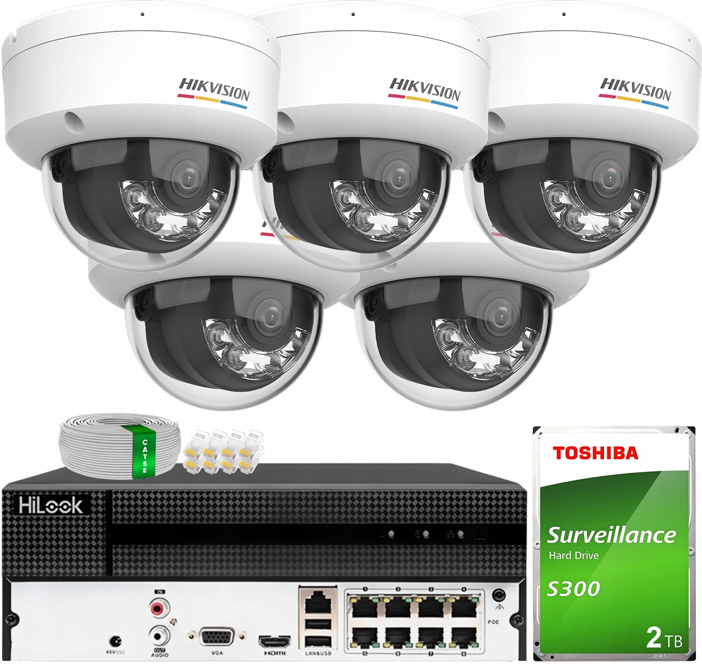 Sada pro monitorování 5 kamer 6MPX Smart Hybrid ColorVu Hikvision Disk 2TB