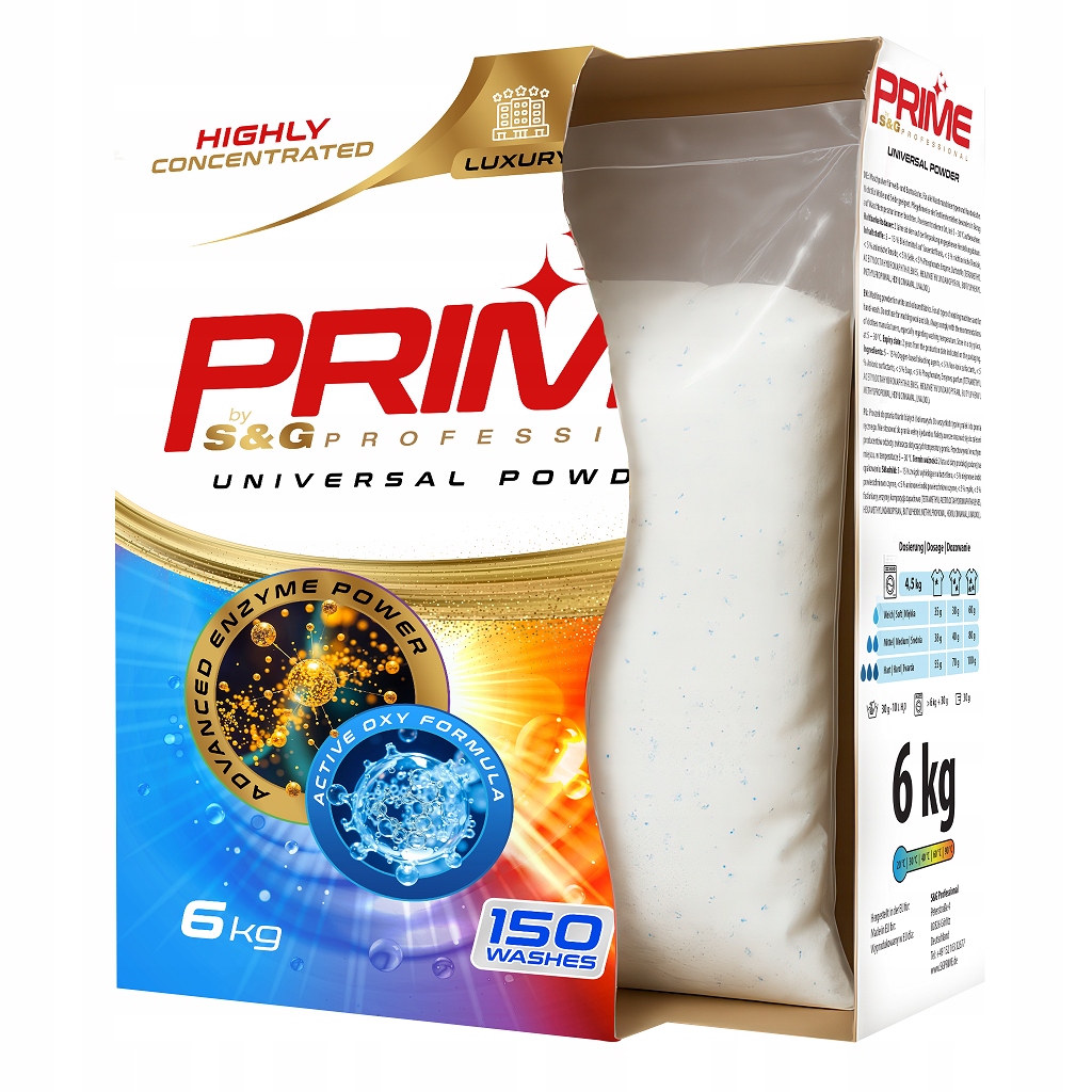 Prime Niemiecki Proszek do prania 6 Kg 150Prań XXL kolor i biel Koncentrat