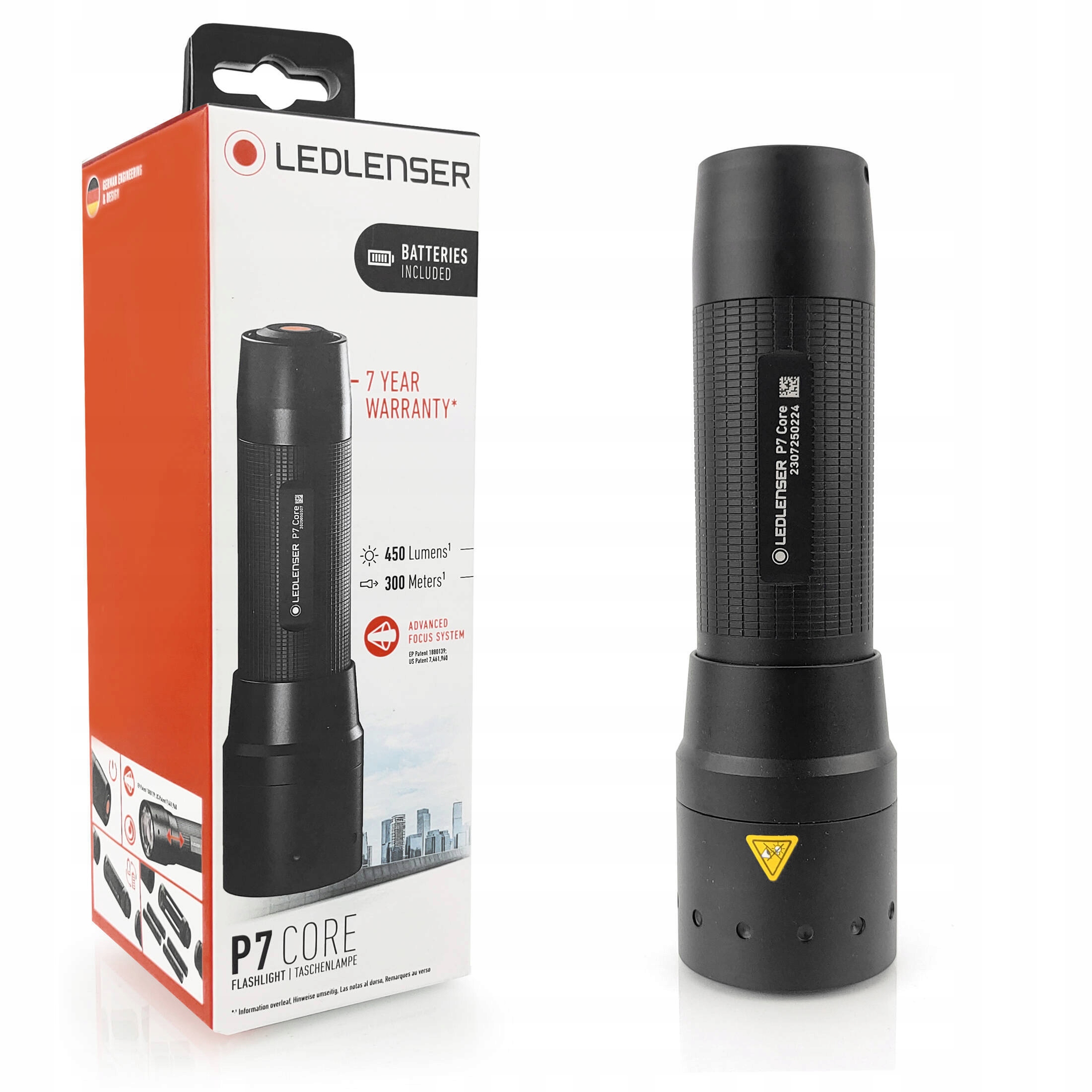 Latarka myśliwska Ledlenser P7 Core 450lm 300m 3 tryby IP54 4xAAA