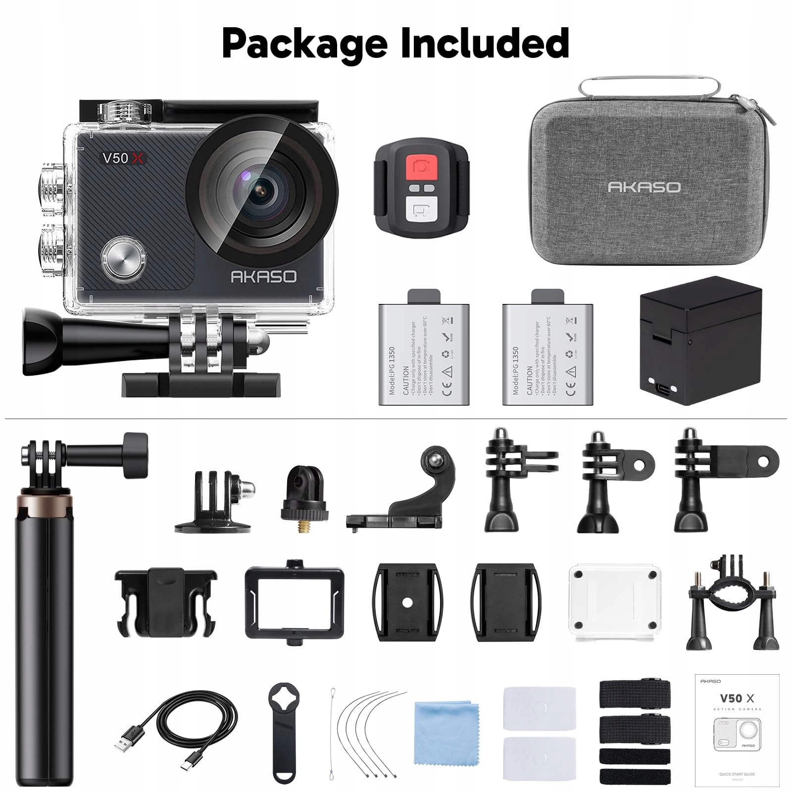 AKASO Kamera Sportowa 4K 30FPS WiFi 40M EIS Wodoodporna Zestaw — miniatura 7