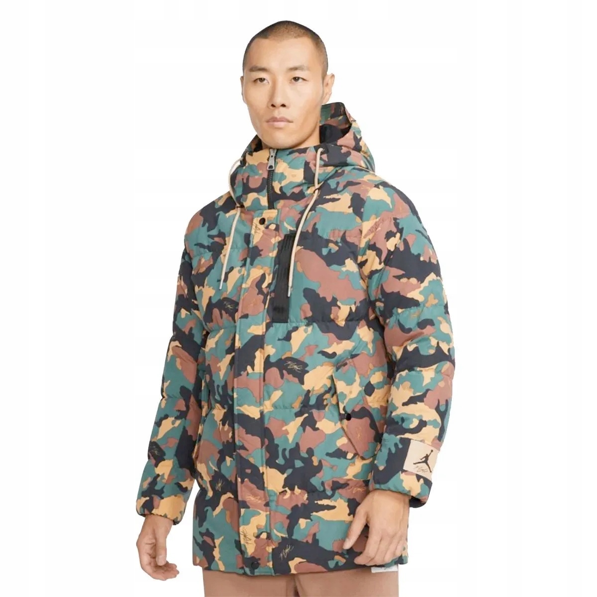 Nike Jordan Flight Heritage Vel:s Dlouhá Péřová Bunda Parka Maskáčový