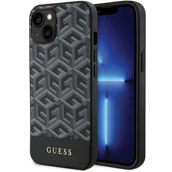 Pouzdro Guess GCube Stripes MagSafe kryt pro iPhone 15 14 13 černé