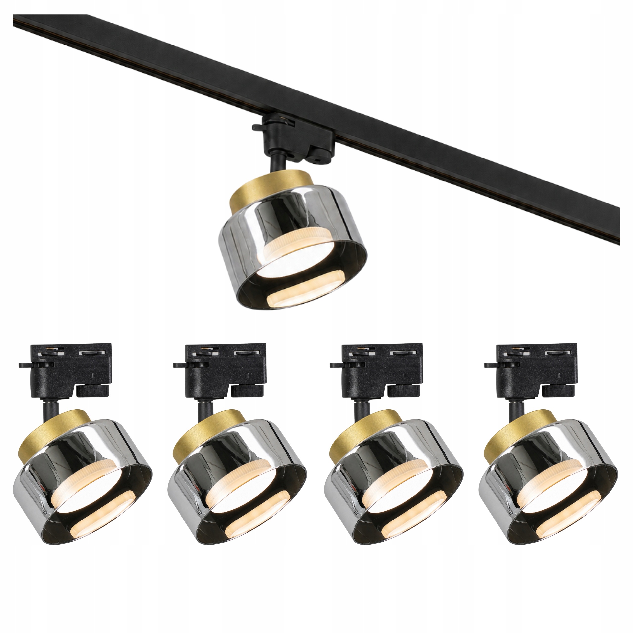 Kolejnicové osvětlení Sada 1 m 4x lampa GX53 Černá Zakouřená