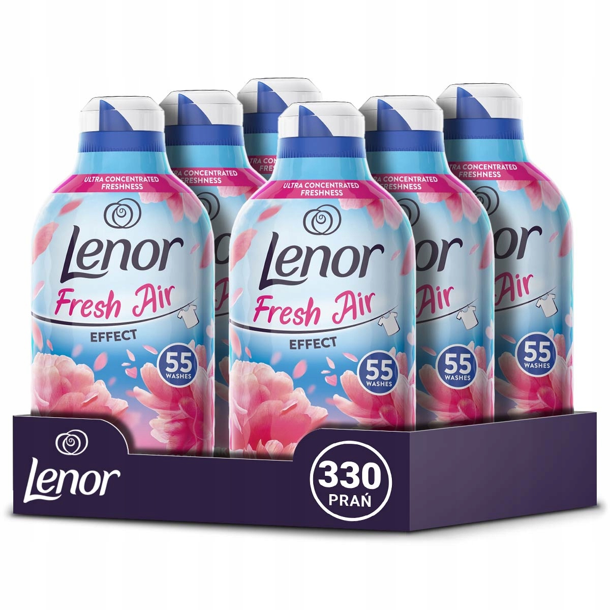 Zestaw Lenor Fresh Air Pink Blossom płyn do płukania 330 prań, 6x770ml