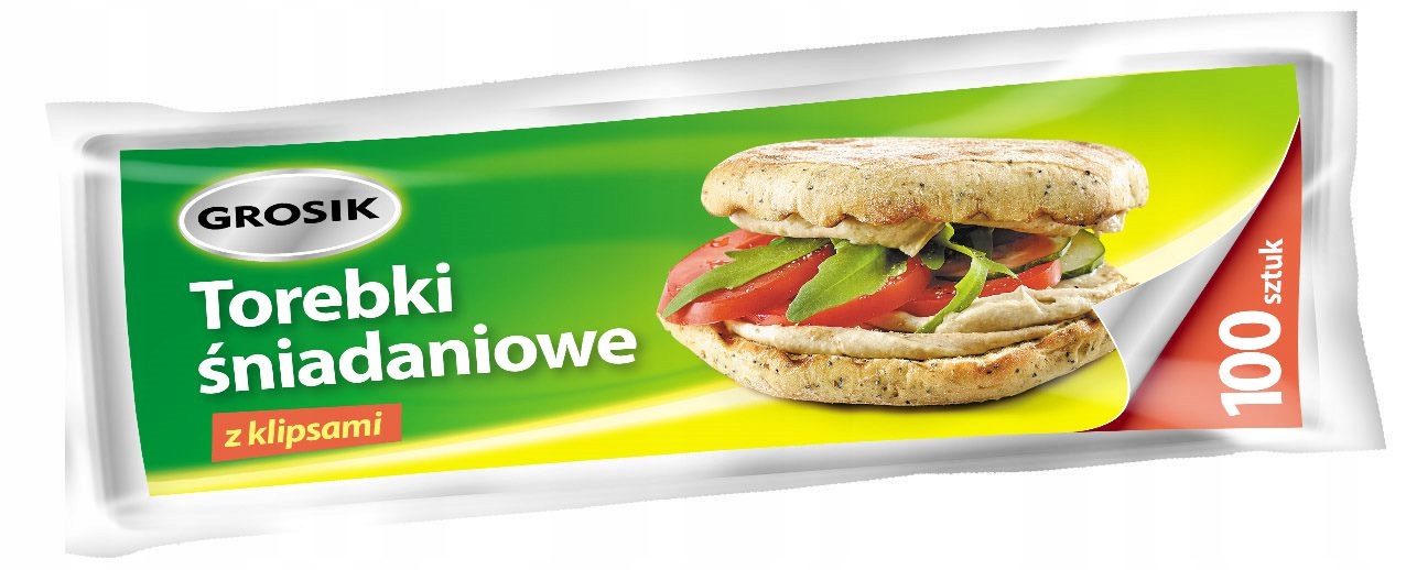 Torebki woreczki śniadaniowe z klipsami Grosik 100