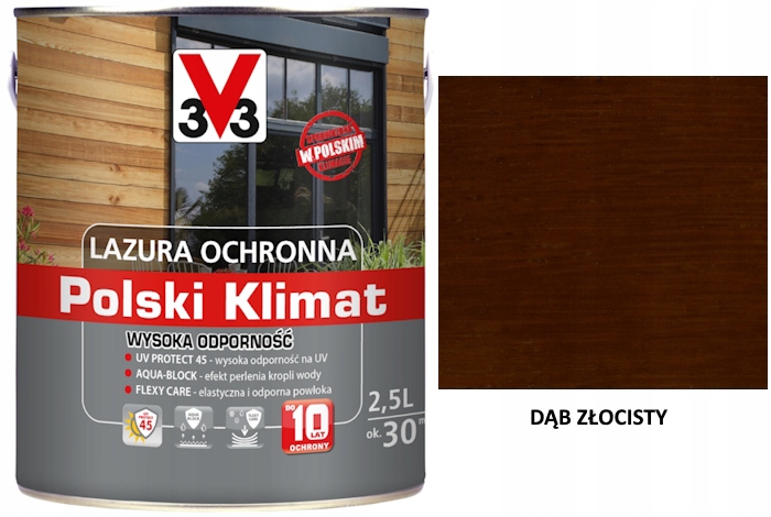 Lazura V33 Polský Klima 10 let 2,5 L odolný dub zlatý