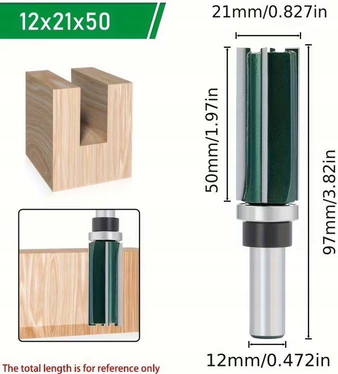 Fréza Rovná Drážkovací Dlouhé Ložisko 21x50x12/4z FT1-21-50-12 Dřevo Deska