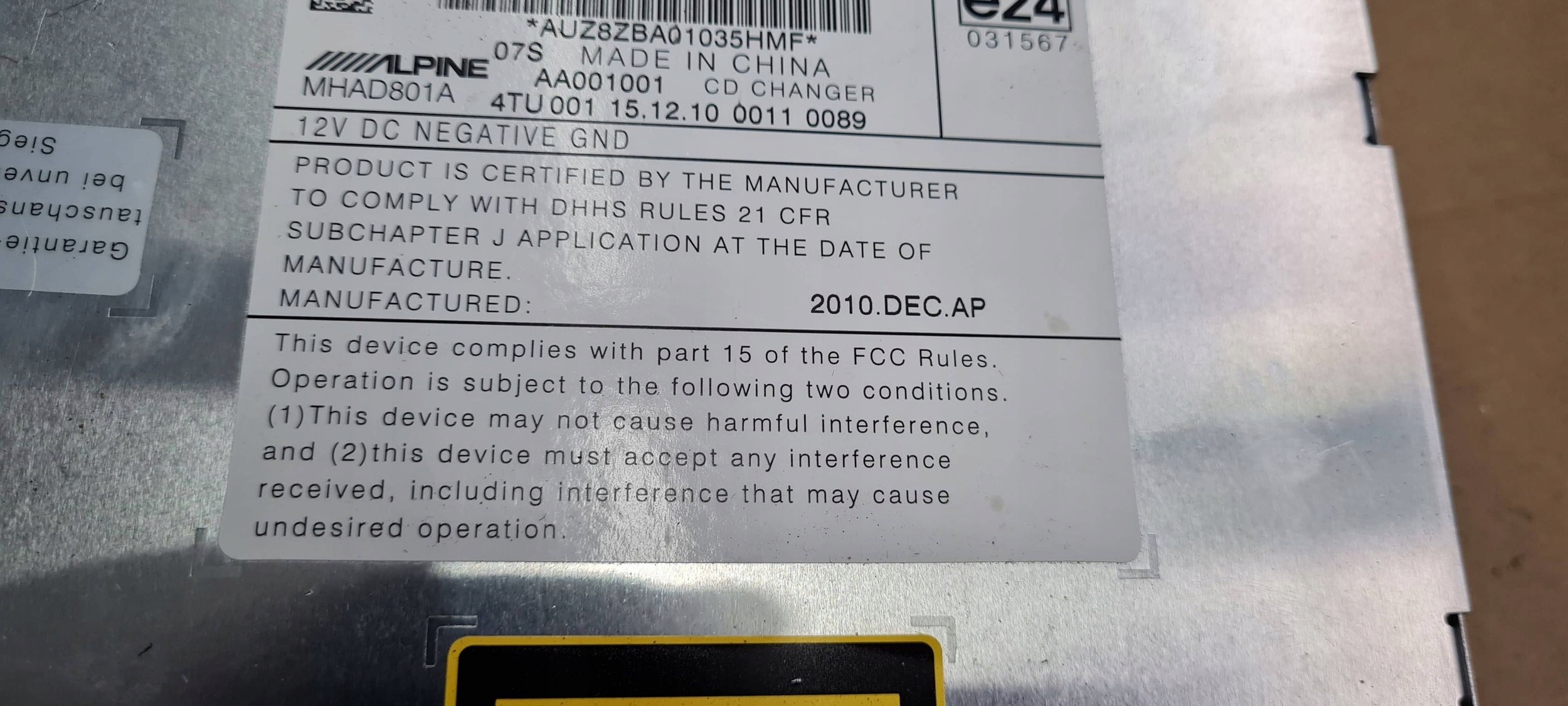 A6 C6 LIFT changer CD player 4F0035110A A4 B8 A5
