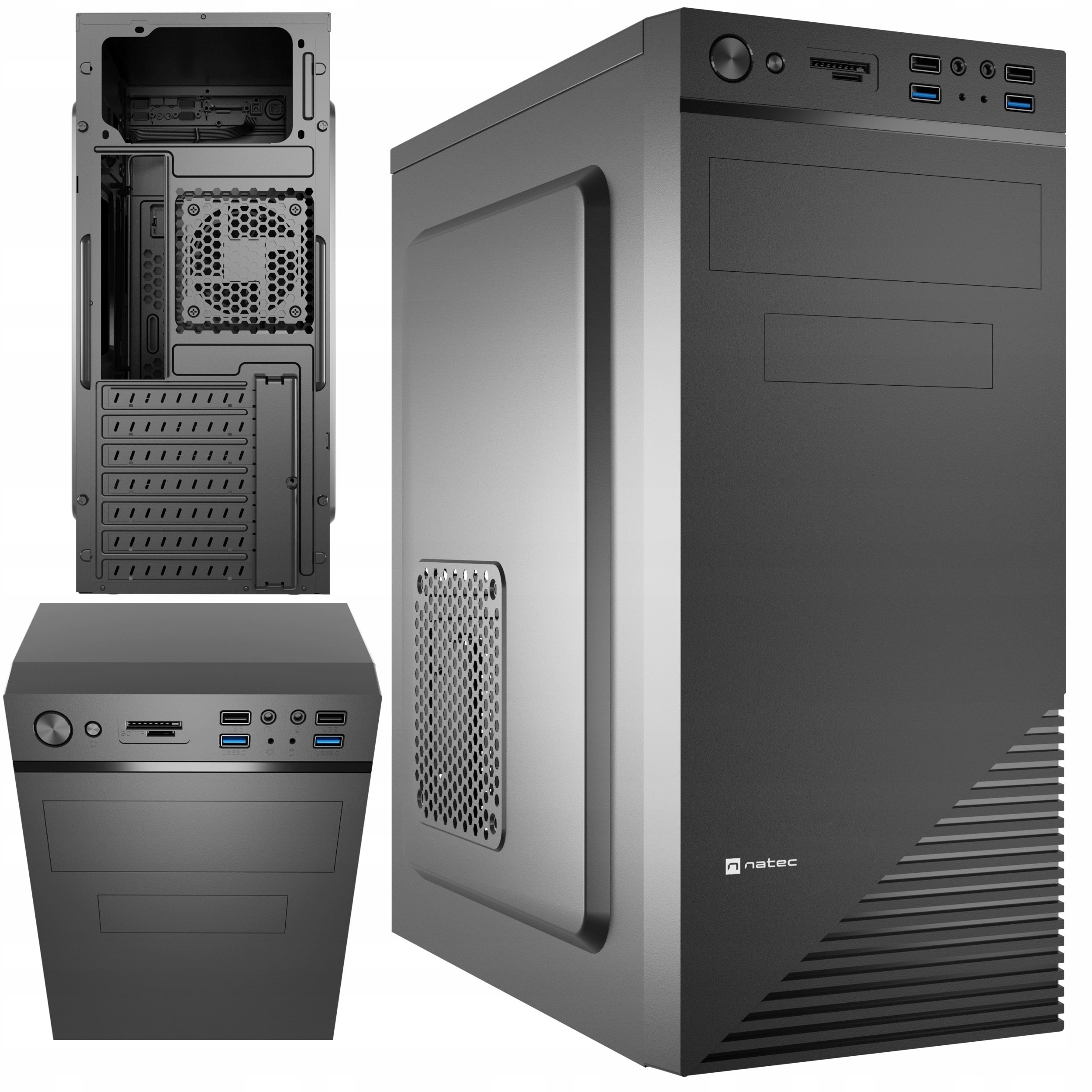 Obudowa Pc komputerowa Natec Cabassu G2 Midi Tower czarny czytnik kart