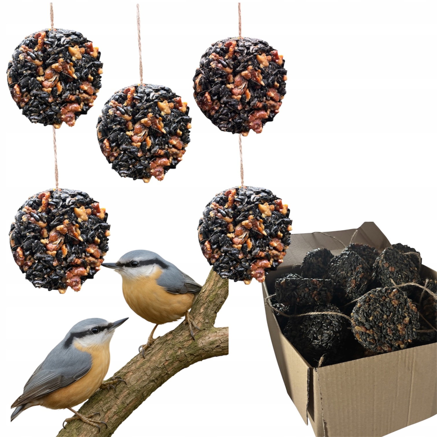 Levně Slunečnicovo-oříškové Kroužky 3 Kg Slunečnice Pro Ptáky, Tuková Koule