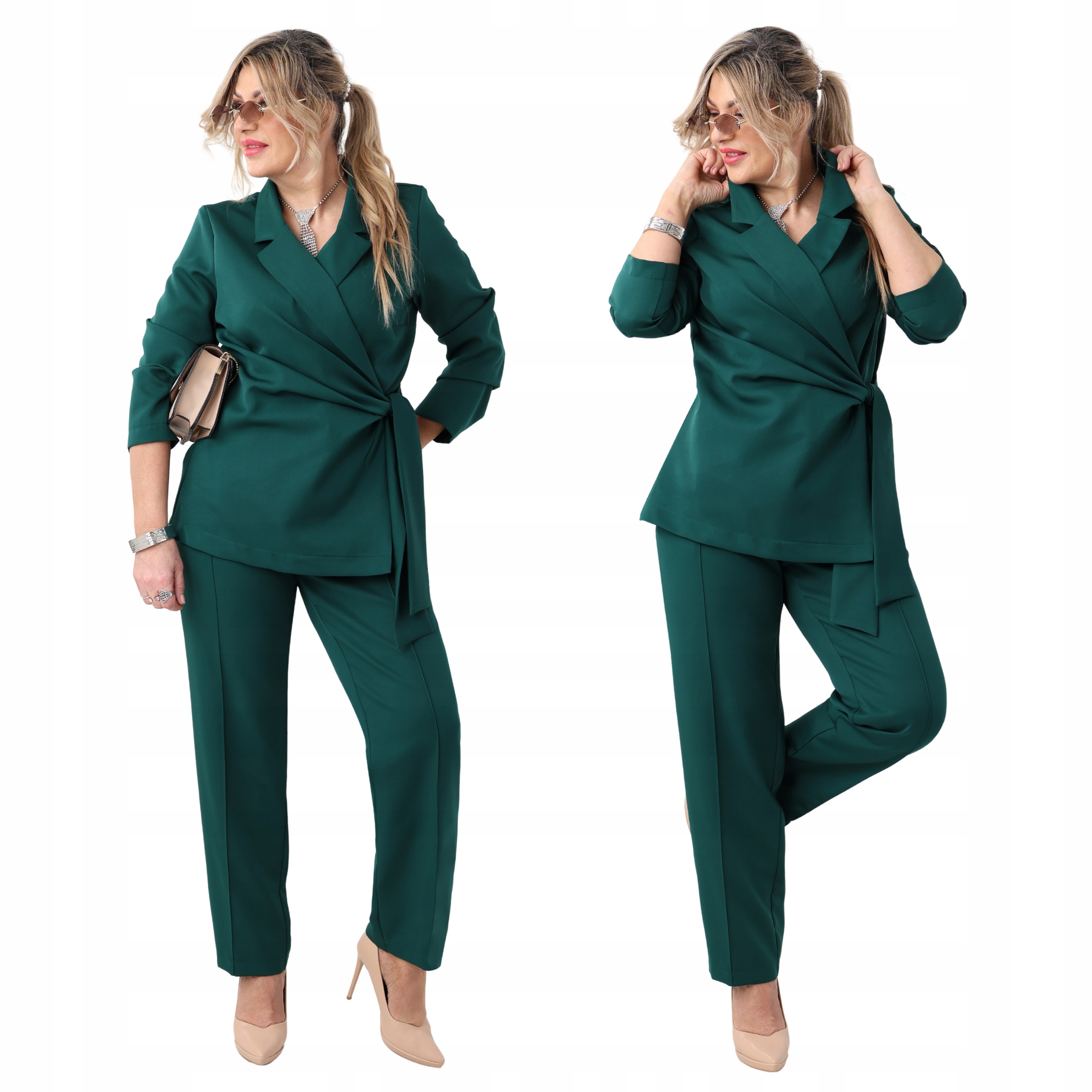 komplet damski Polski Producent marynarka i spodnie duże rozmiary