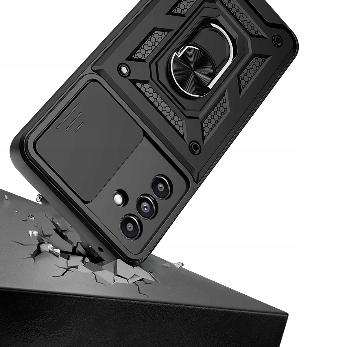 Etui do Samsung Galaxy M34 5G PANCERNE SLIDE RING CASE + SZKŁO 9H Kolekcja PANCERNE SLIDE RING