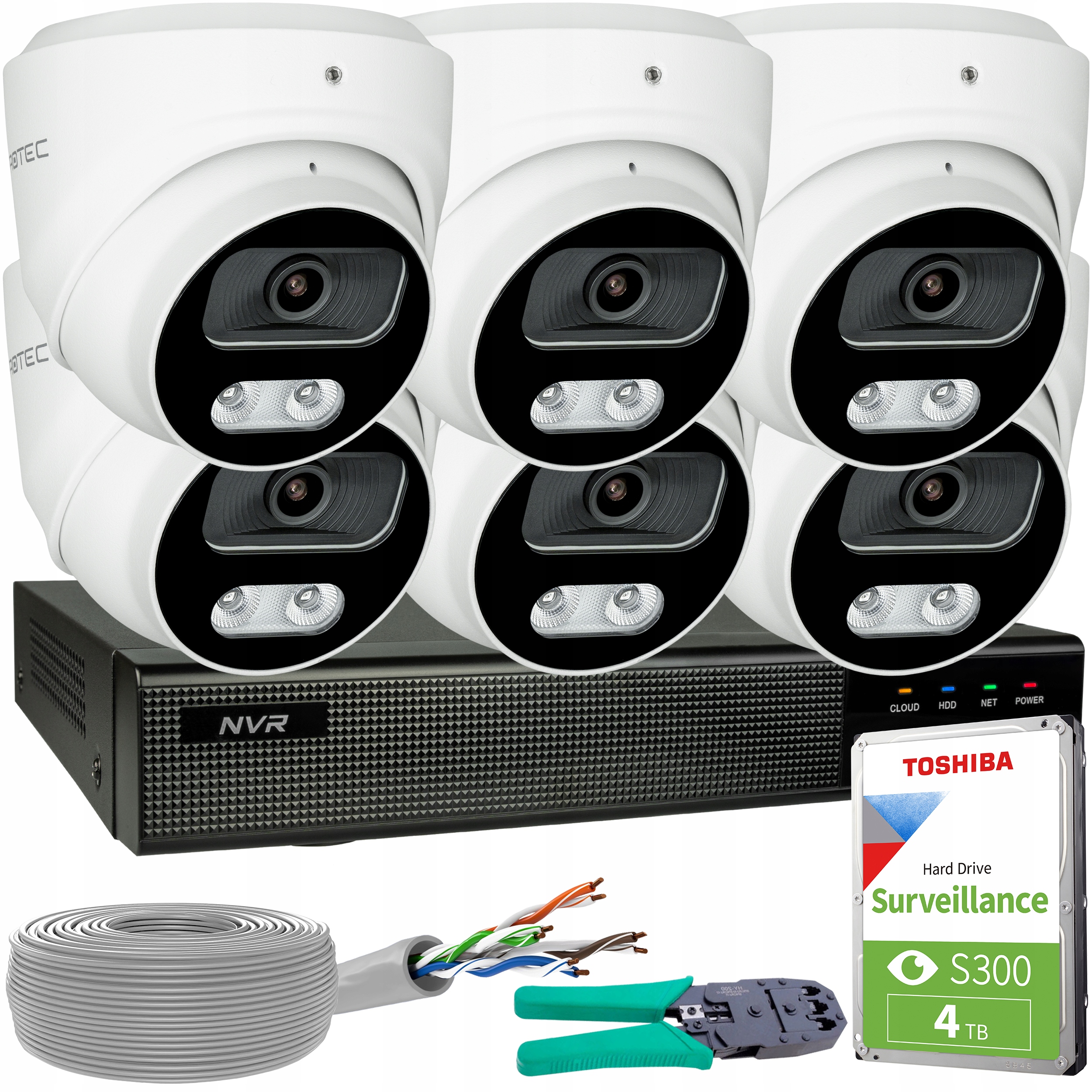 Monitorovací sada 6 kamer Ip 8MP 4K Poe Detekce lidí a vozidel Hdd 4TB