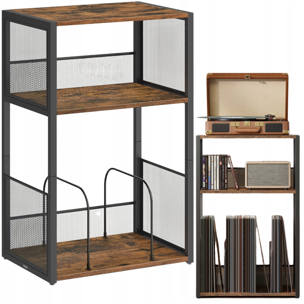 Pomocný bočný stolík do obývačky Loft Stojan na dosky Gramofón Vinyly
