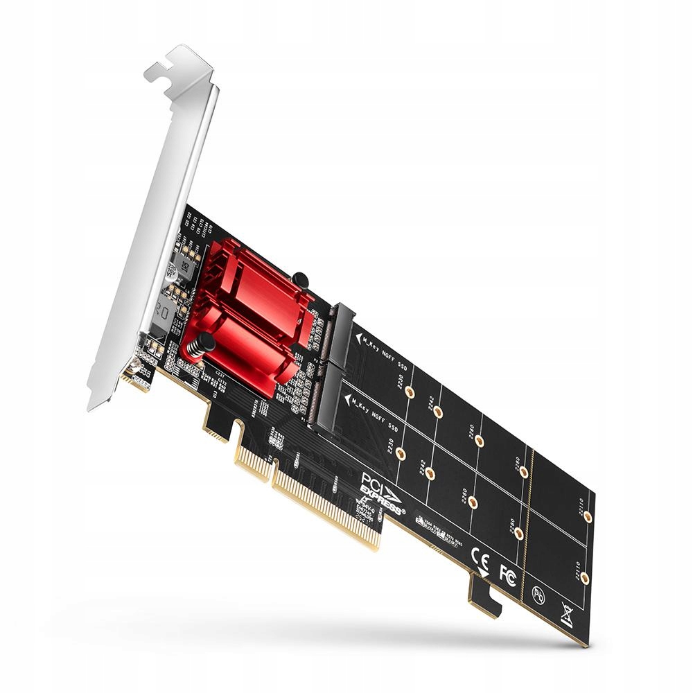 Adapter wewnętrzny Axagon PCEM2-ND PCIe x8 do 2x Ssd M.2 NVMe M-key Raid do