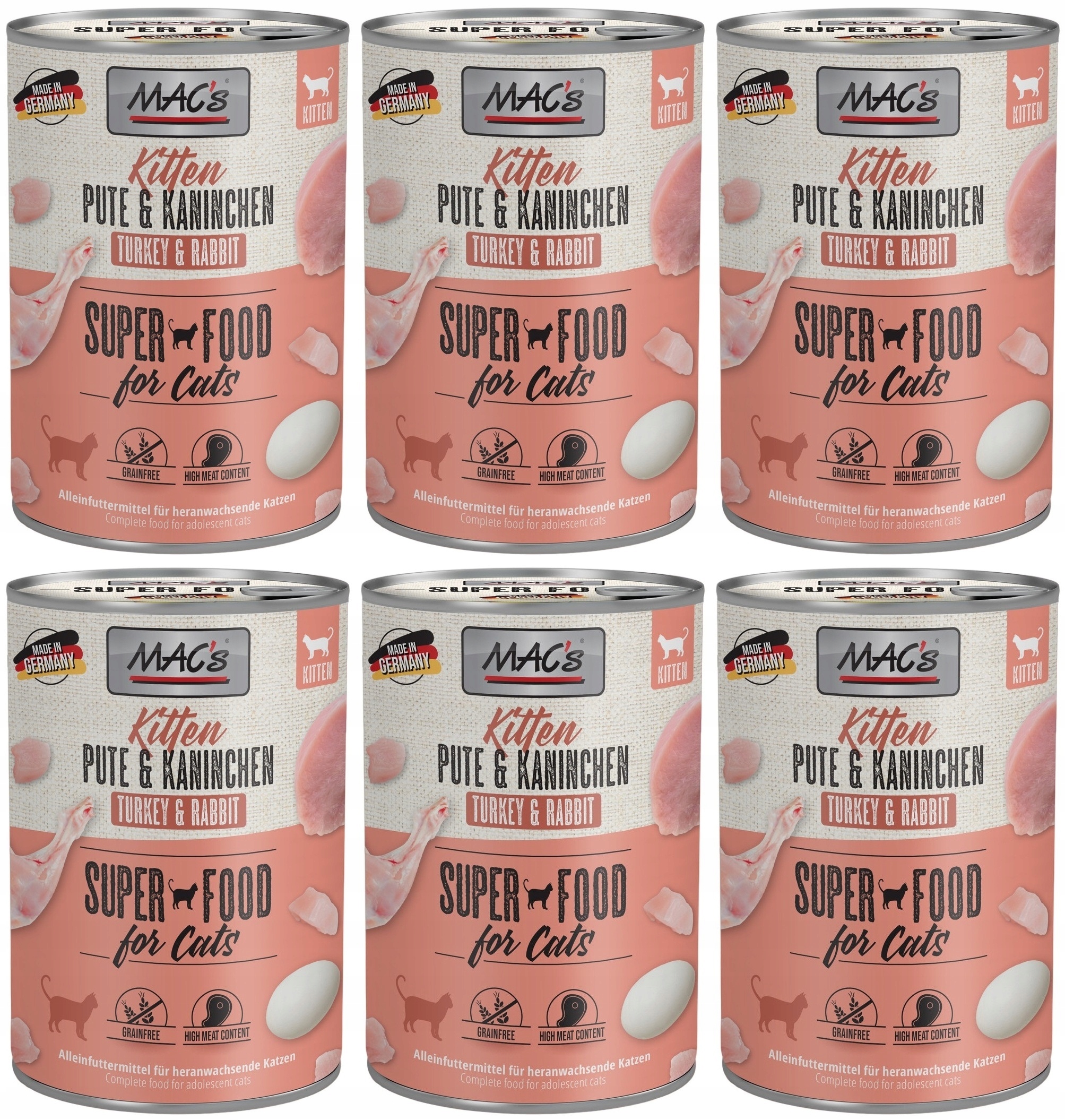 Levně MAC's Cat Kitten Krůta Králík 6 x 400 g