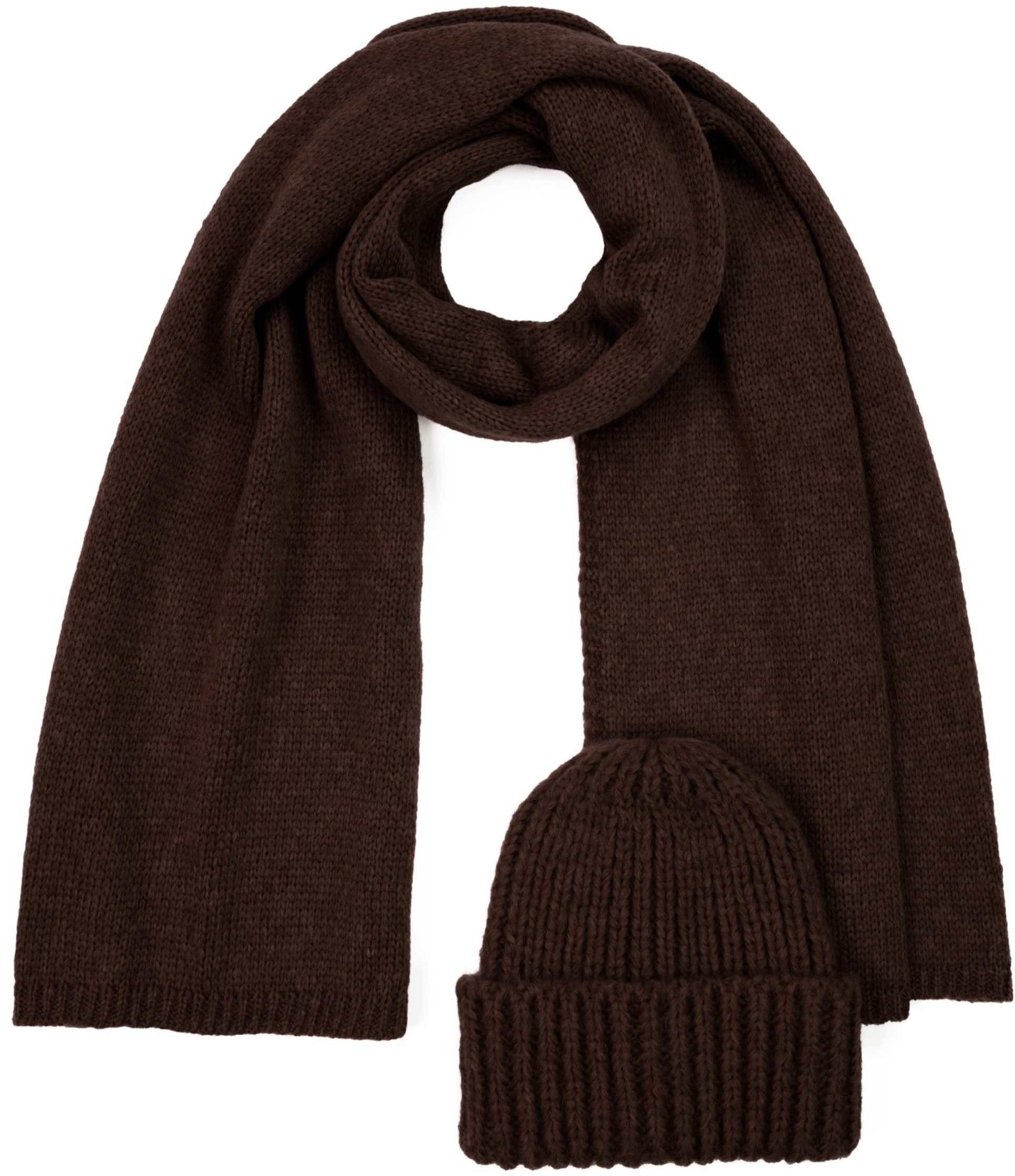 Komplet čepice a šály Homole – elegantní, teplý, s merino vlnou, hnědá barva