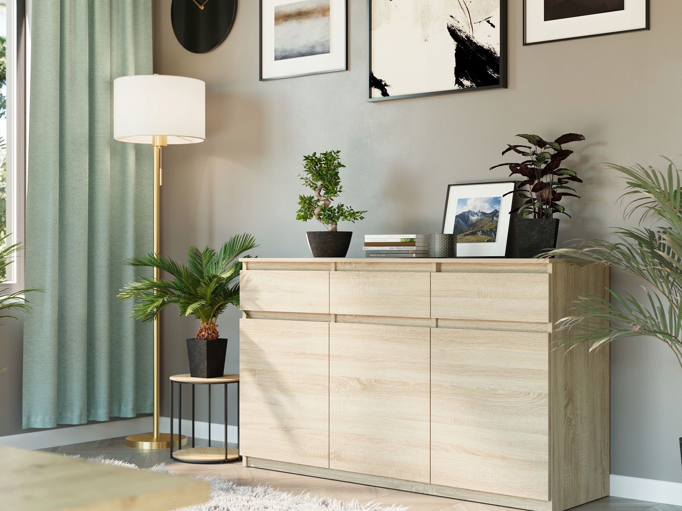 KOMODA 98CM SZAFKA 3 SZUFLADY SONOMA S3