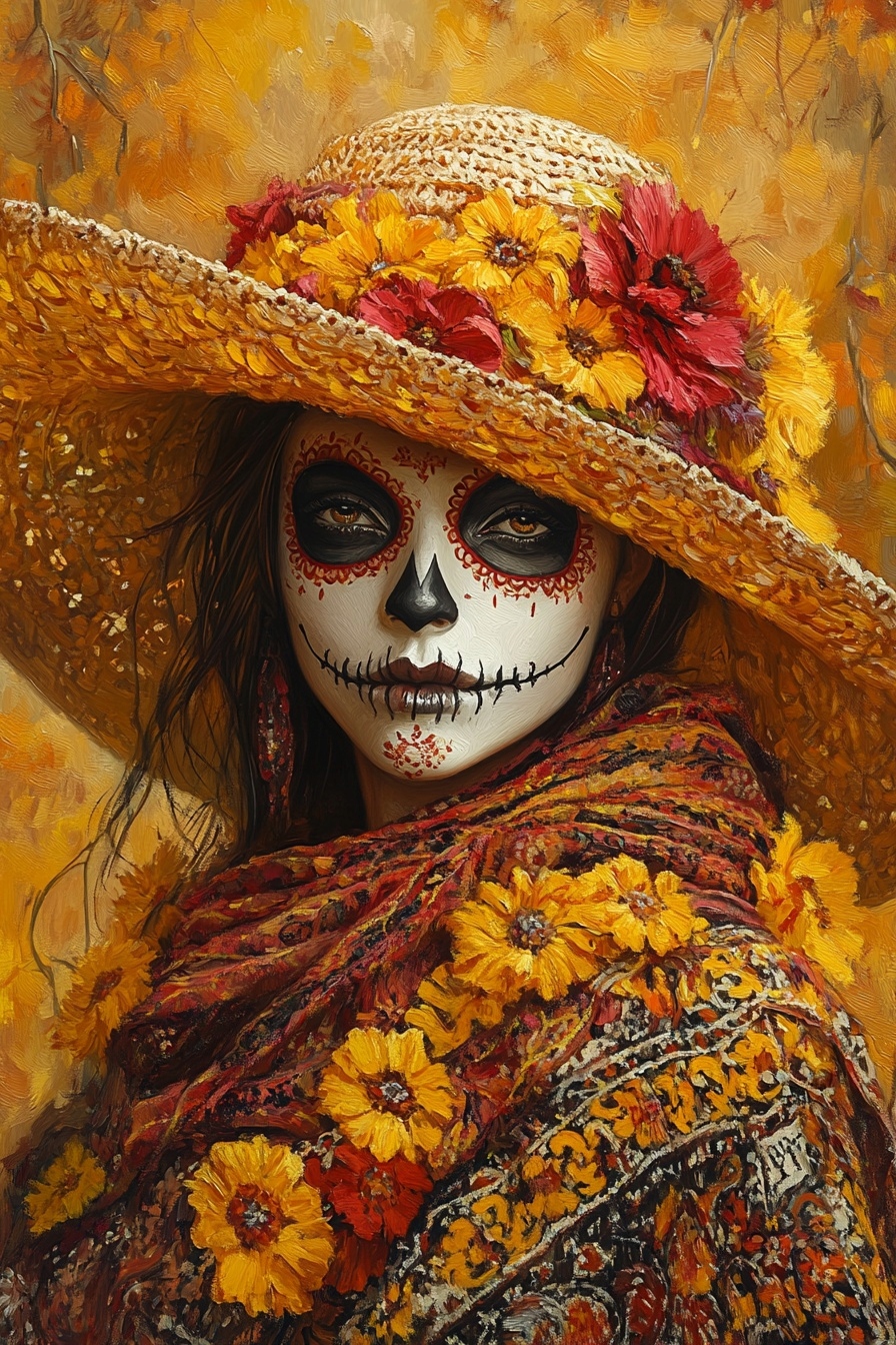 Plakát Portrét La Catrina Svátek Mrtvých Mexiko 80x120
