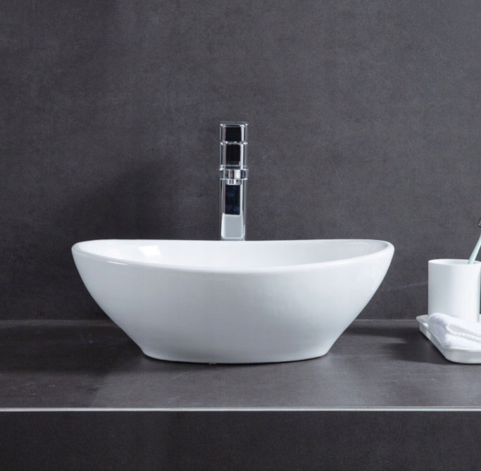 UMYWALKA NABLATOWA CERAMICZNA OWALNA OWAL BIAŁA STAWIANA NA BLAT 42 x 34 CM Marka inna