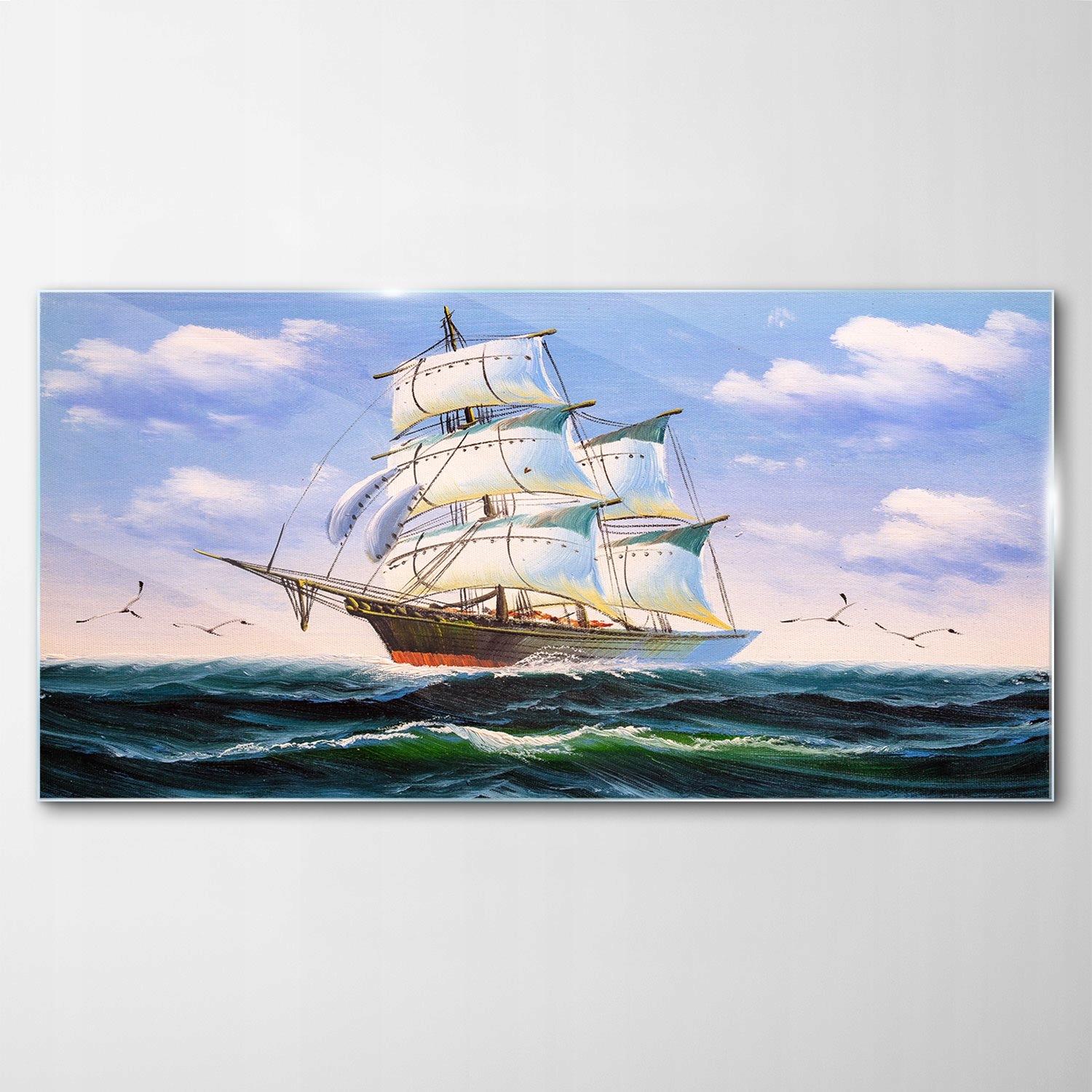 Tvrdený sklenený obraz Vtáky Námorná Loď More 120x60