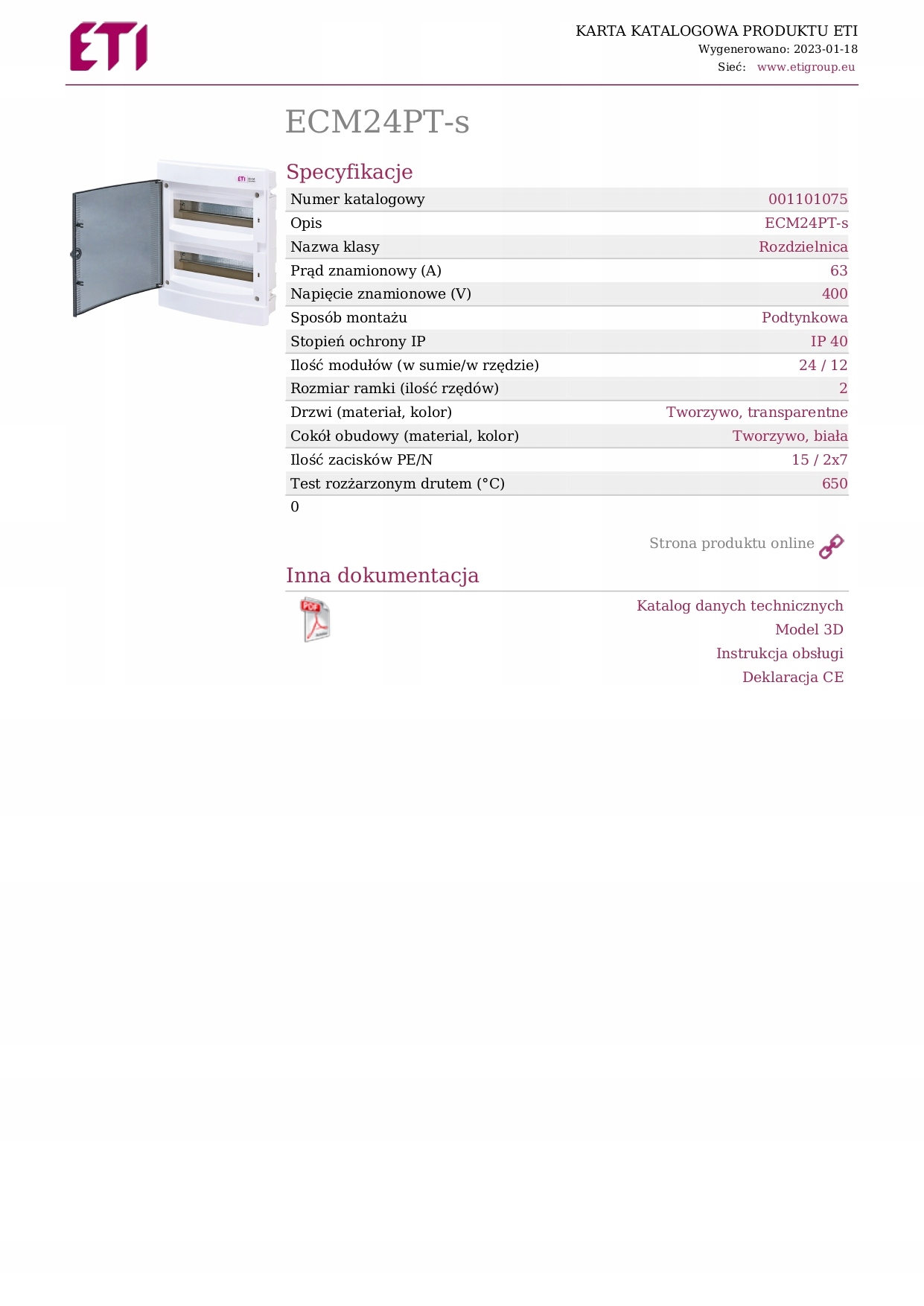 SKRZYNKA ELEKTRYCZNA ROZDZIELNICA PODTYNKOWA 2x12 EAN (GTIN) 8592765015013