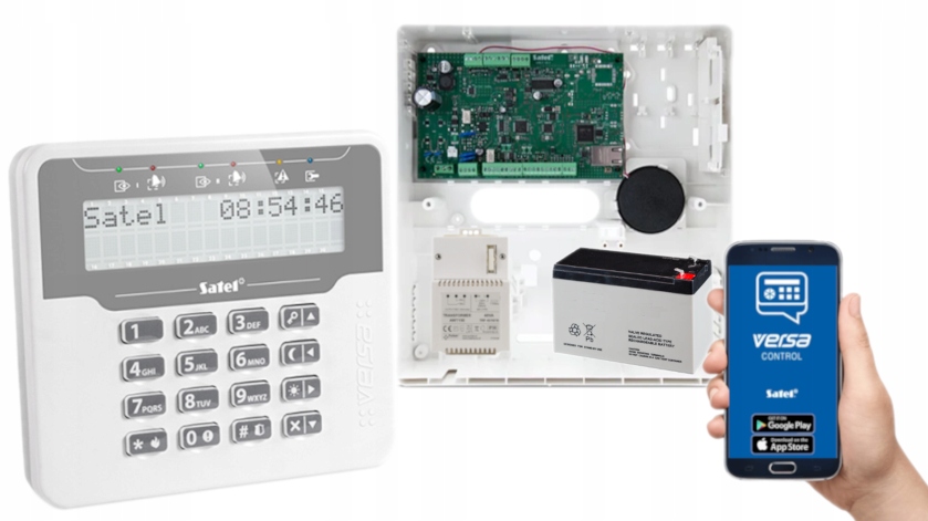 System Alarmowy Satel Versa Ip Gsm Lan Push Sms Aplikacja LCDM