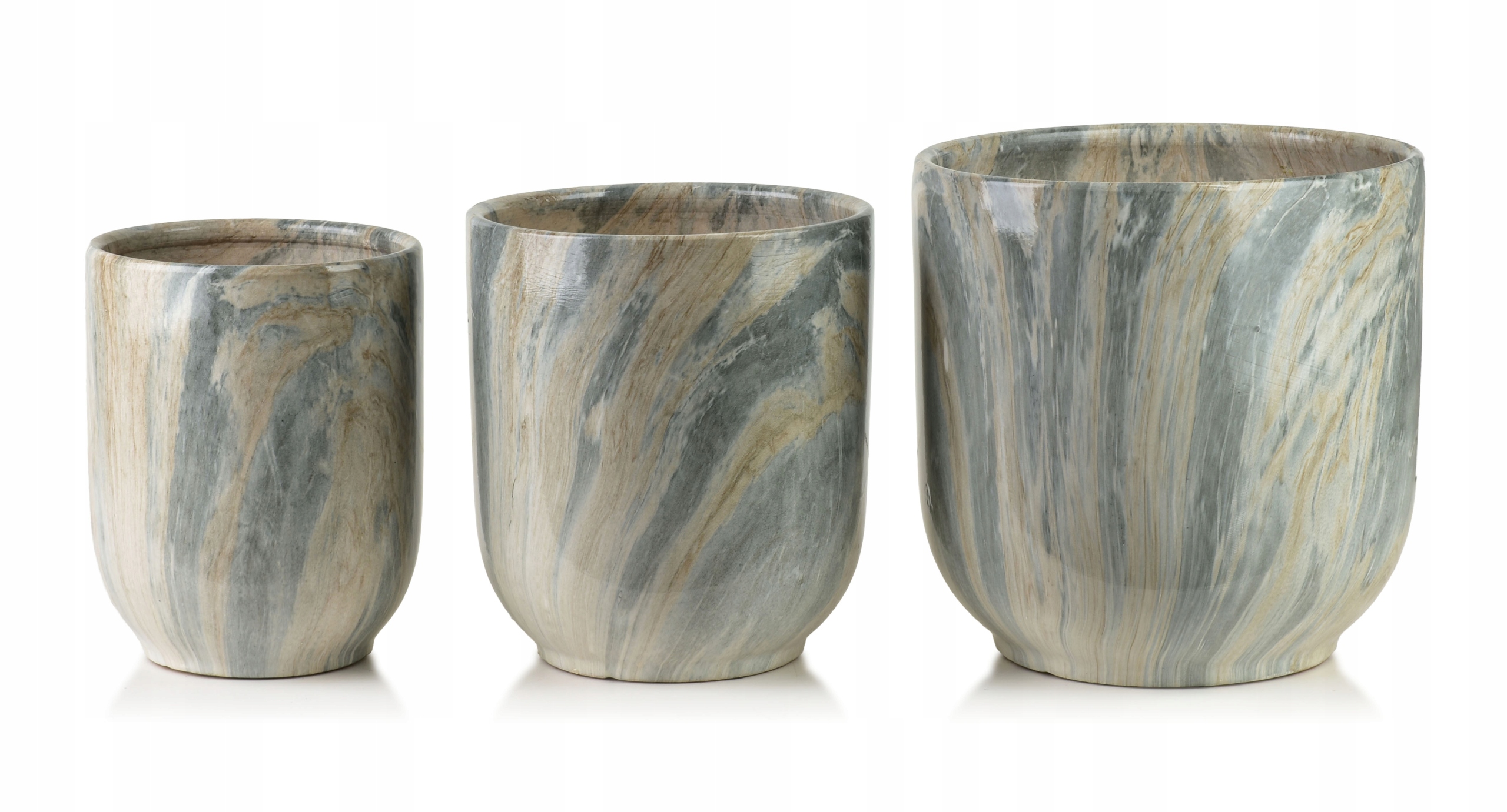 Keramické kryty Marble 28x28x29/ 23,5x23,5x26,5/ 19x19x24 sivé 3 ks