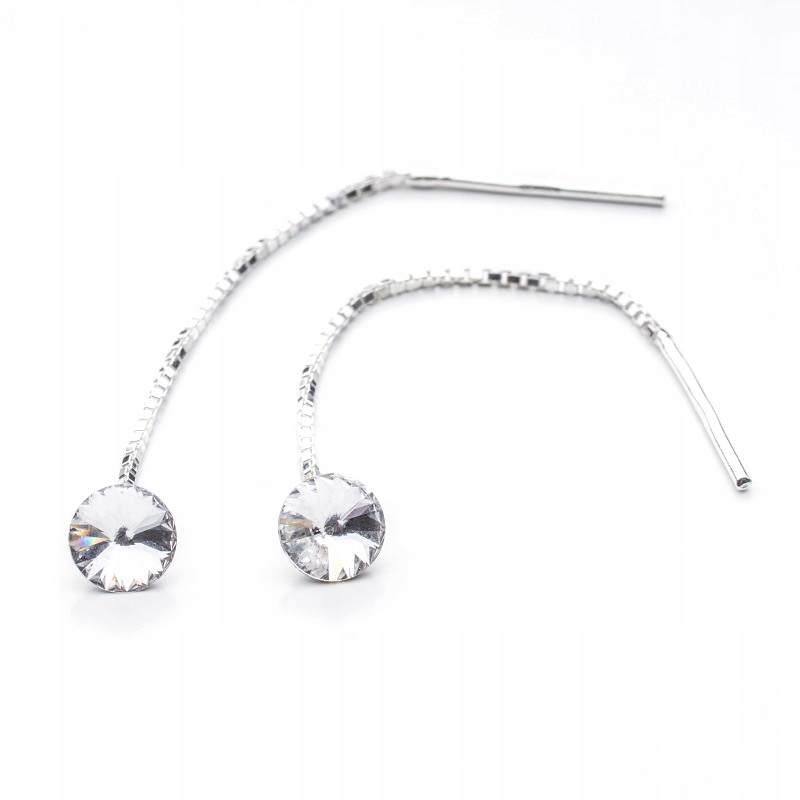 

Srebrne długie kolczyki z kr. Swarovski 6mm Crys.