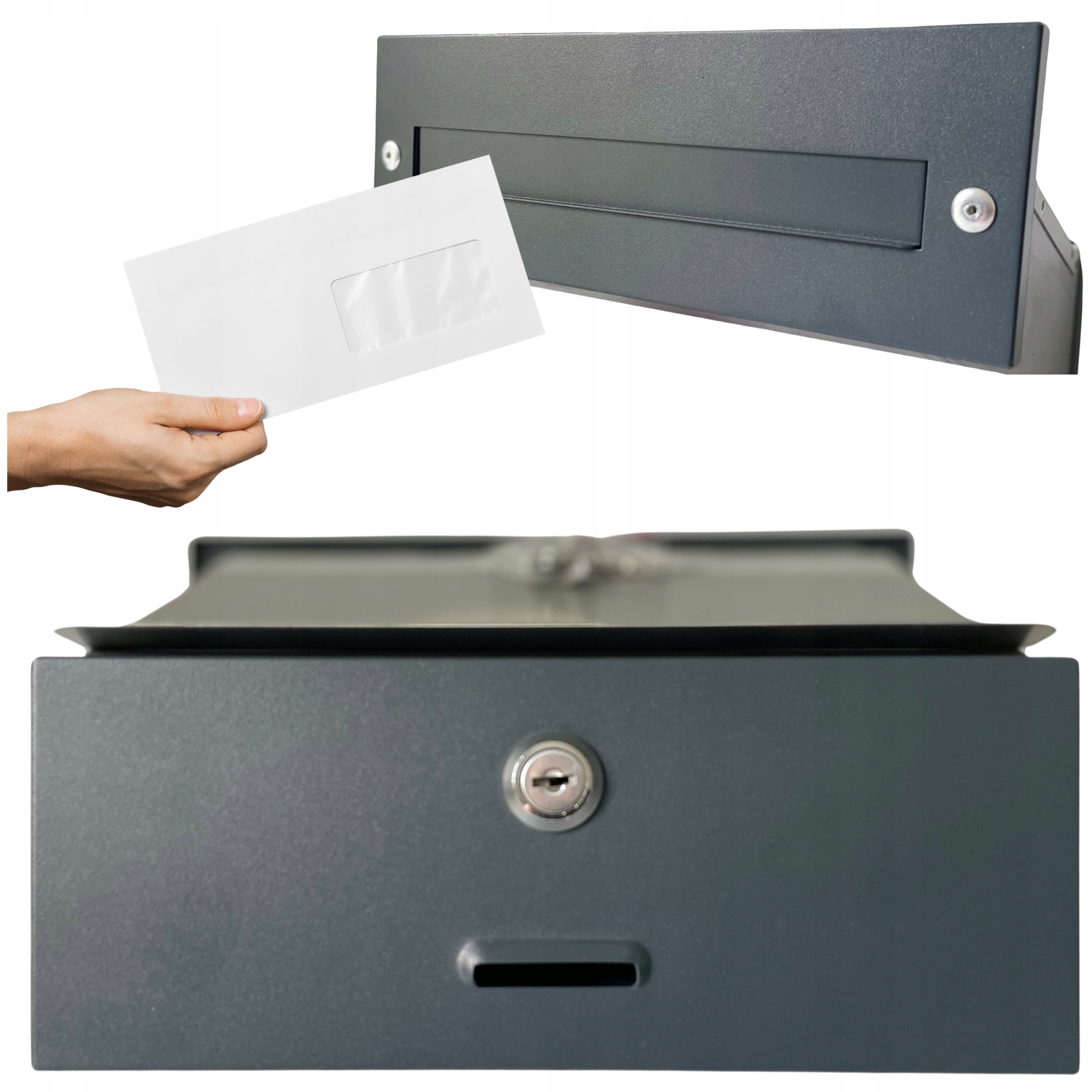 Poštovní Schránka Pro Zazdění Grafit Antracit RAL7016 Oboustranný Průchod