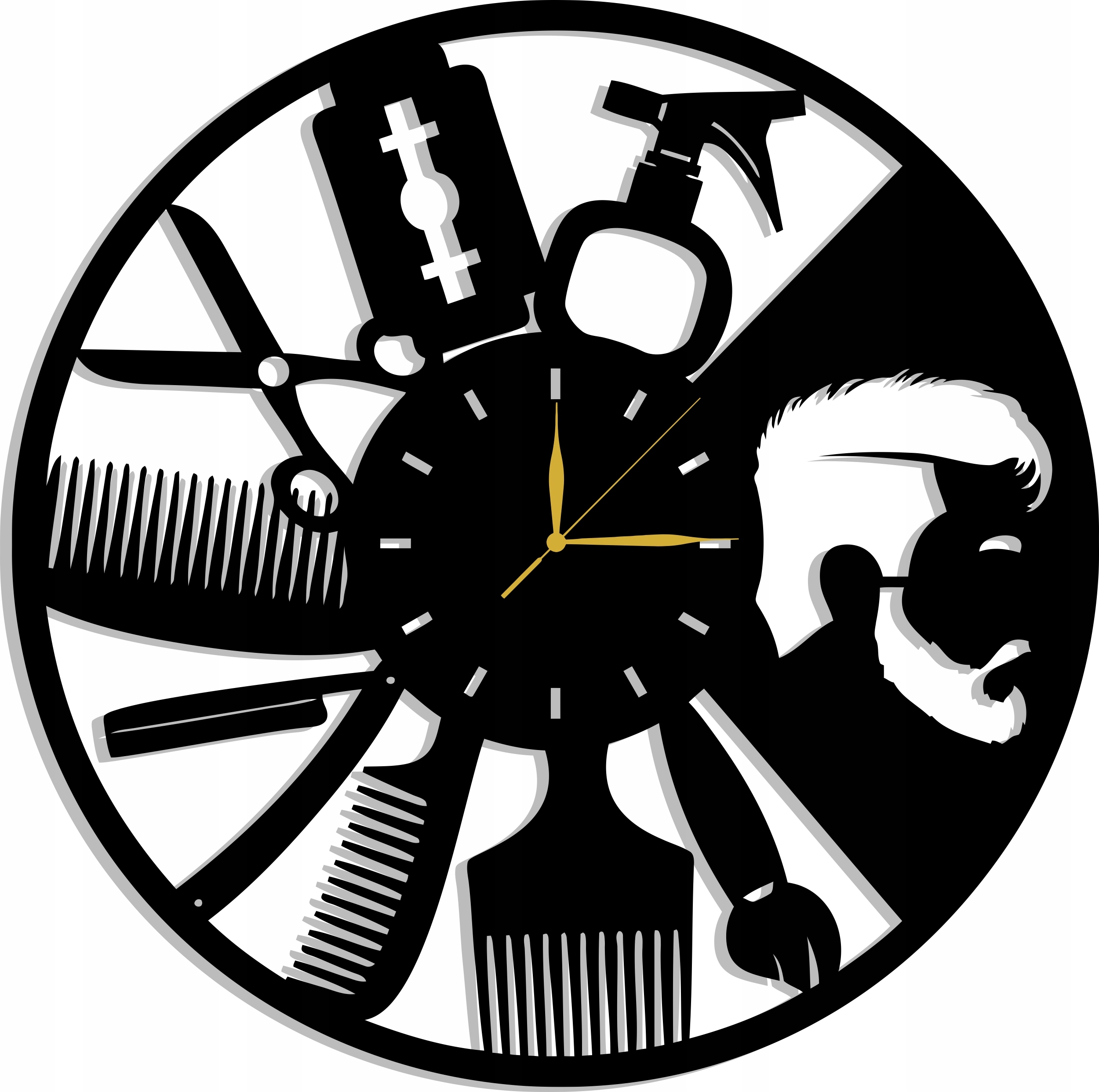 Nástěnné Hodiny Kadeřnické Barber 70 CM XXL 17 Barev