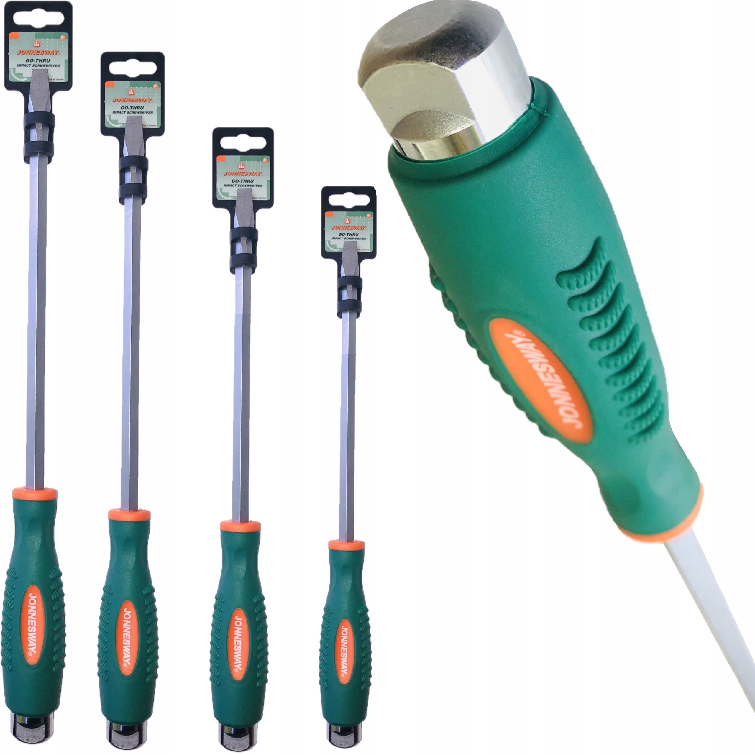 Jonnesway Wkrętak ślusarski płaski do pobijania Zestaw XL 5,5 6,5 8,0 9,5mm