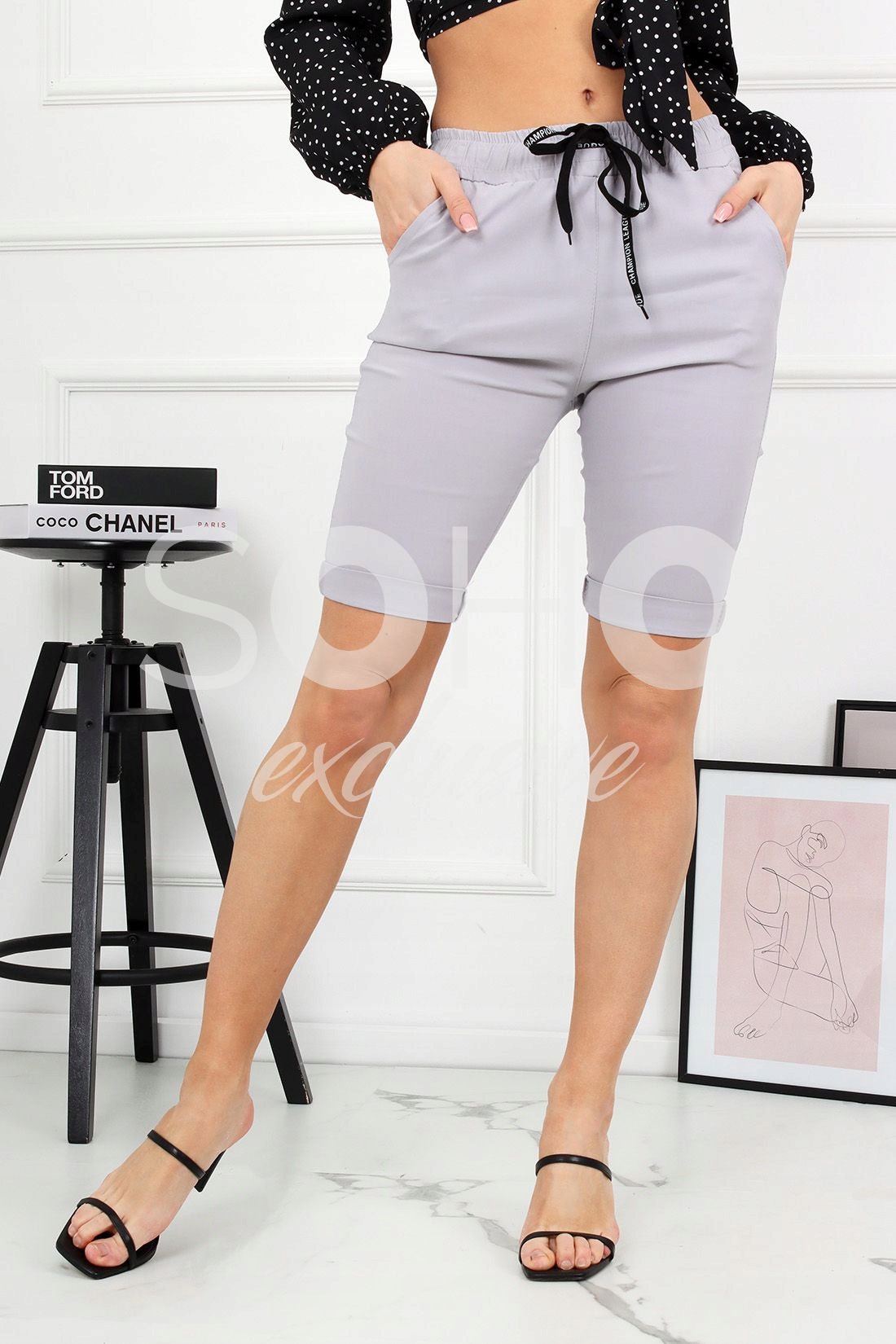 SPODENKI DAMSKIE KRÓTKIE SZORTY WYGODNE SPORT DRES KOBIECE 46 3XL 2065 KOL Długość przed kolano