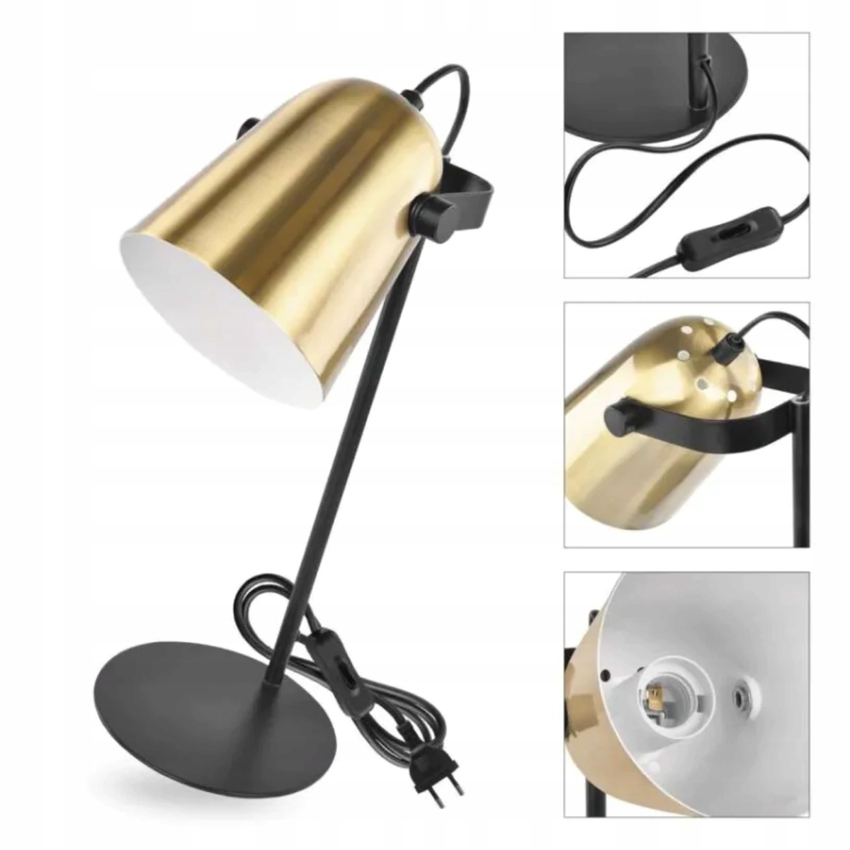 Kancelářská stolní lampa na stůl černá/zlatá Nina E27 Emos