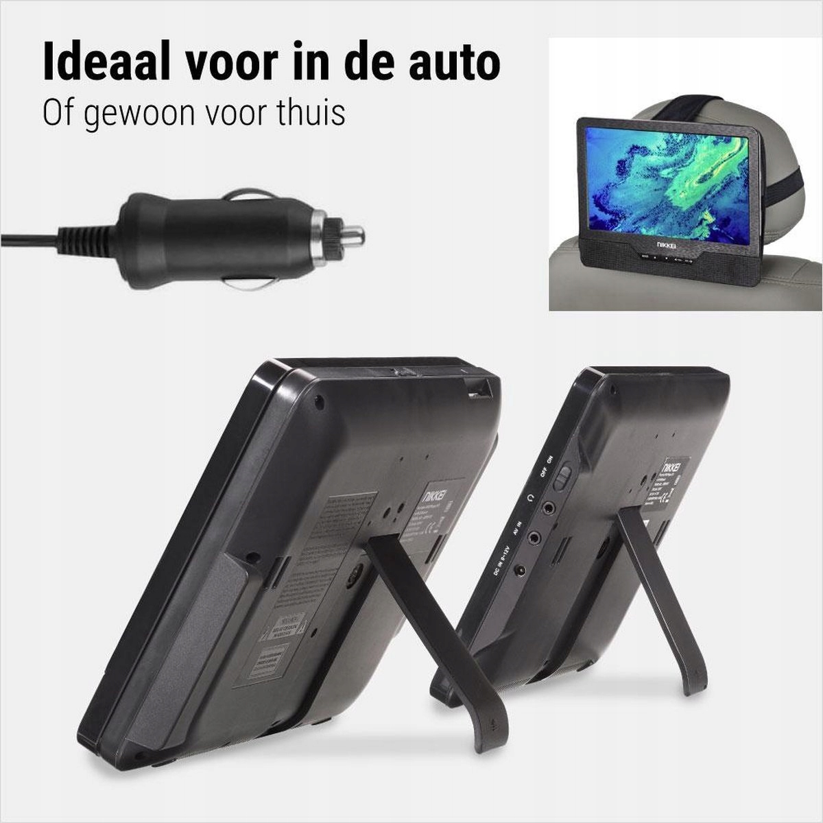 DVD SAMOCHODOWE NA ZAGŁOWKI 9 CALI, 2x MONITOR, USB Marka bez marki