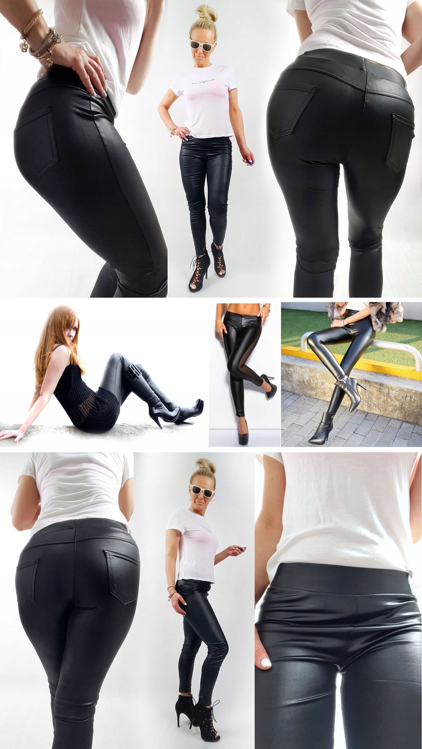 SKÓRZANE LEGINSY LATEX RURKI GETRY SPODNIE LATEKS Rozmiar XXL