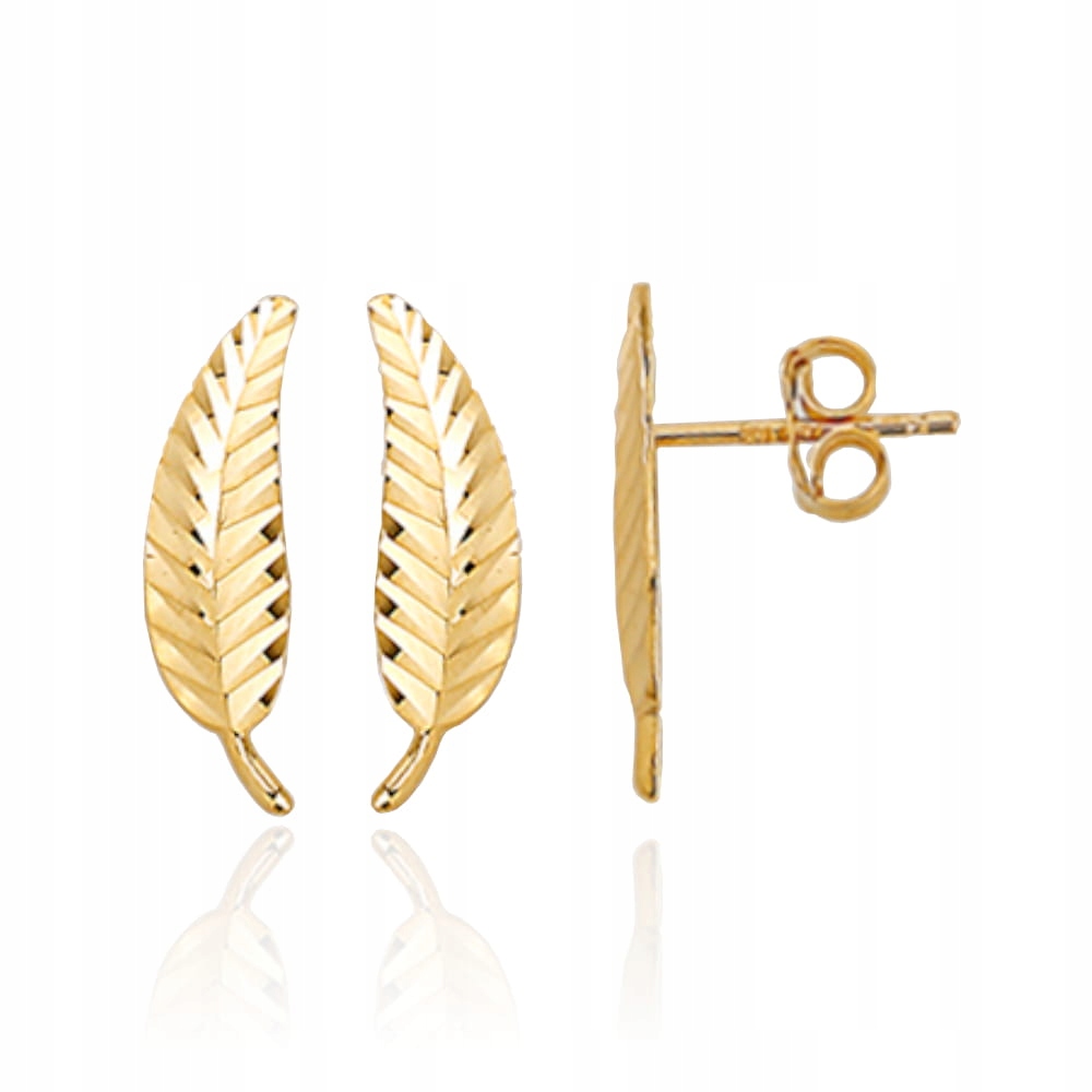 Náušnice zlaté diamantové lístky 585 1.21 g tyčinky elegantní dárek