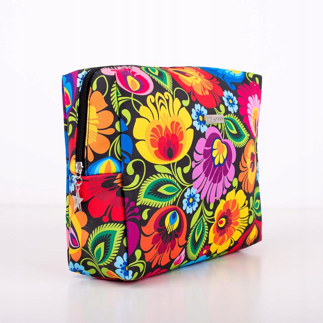 DUŻA KOSMETYCZKA FOLK - WZORY ŁOWICKIE - CZARNA FOLKSTAR Marka Folkstar