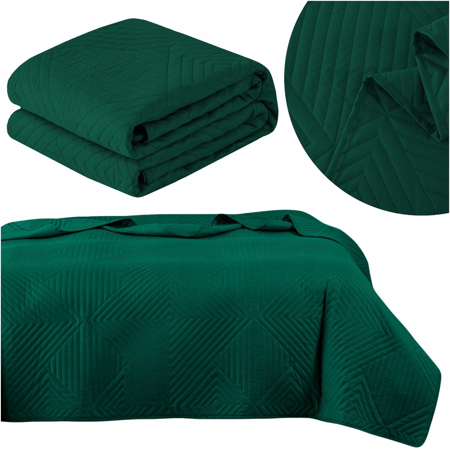 Přehoz na postel 200x220 Prošívaný lisovaný mikrovlákno přehoz Zeynep zelený