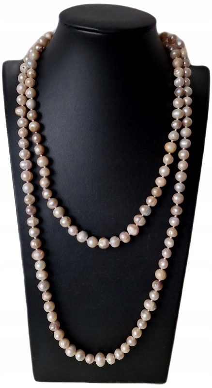 Přírodní Lososové Perly Náhrdelník S Dlouhou Šňůrka Ve Stylu Art Deco Empire