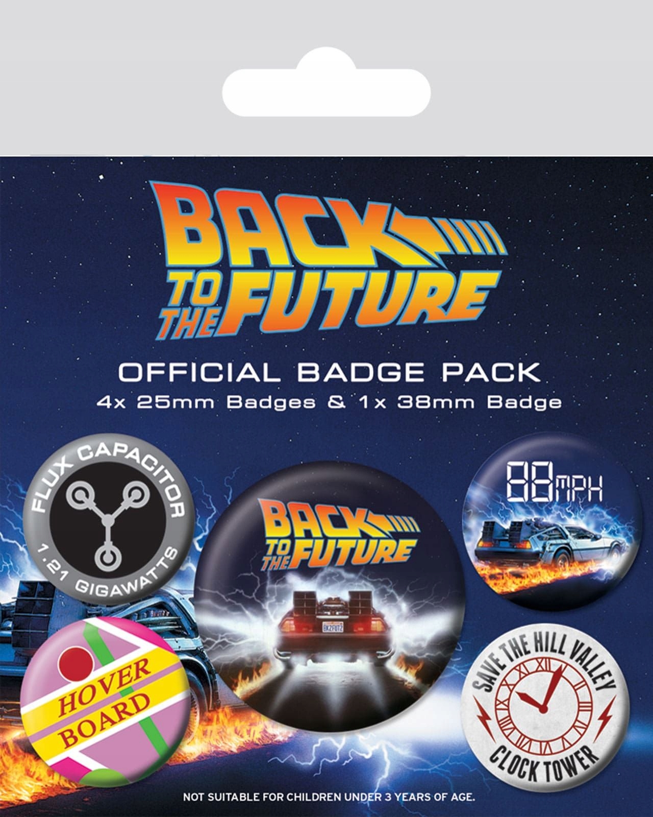 

Zestaw 5 przypinek Back To The Future Delorean