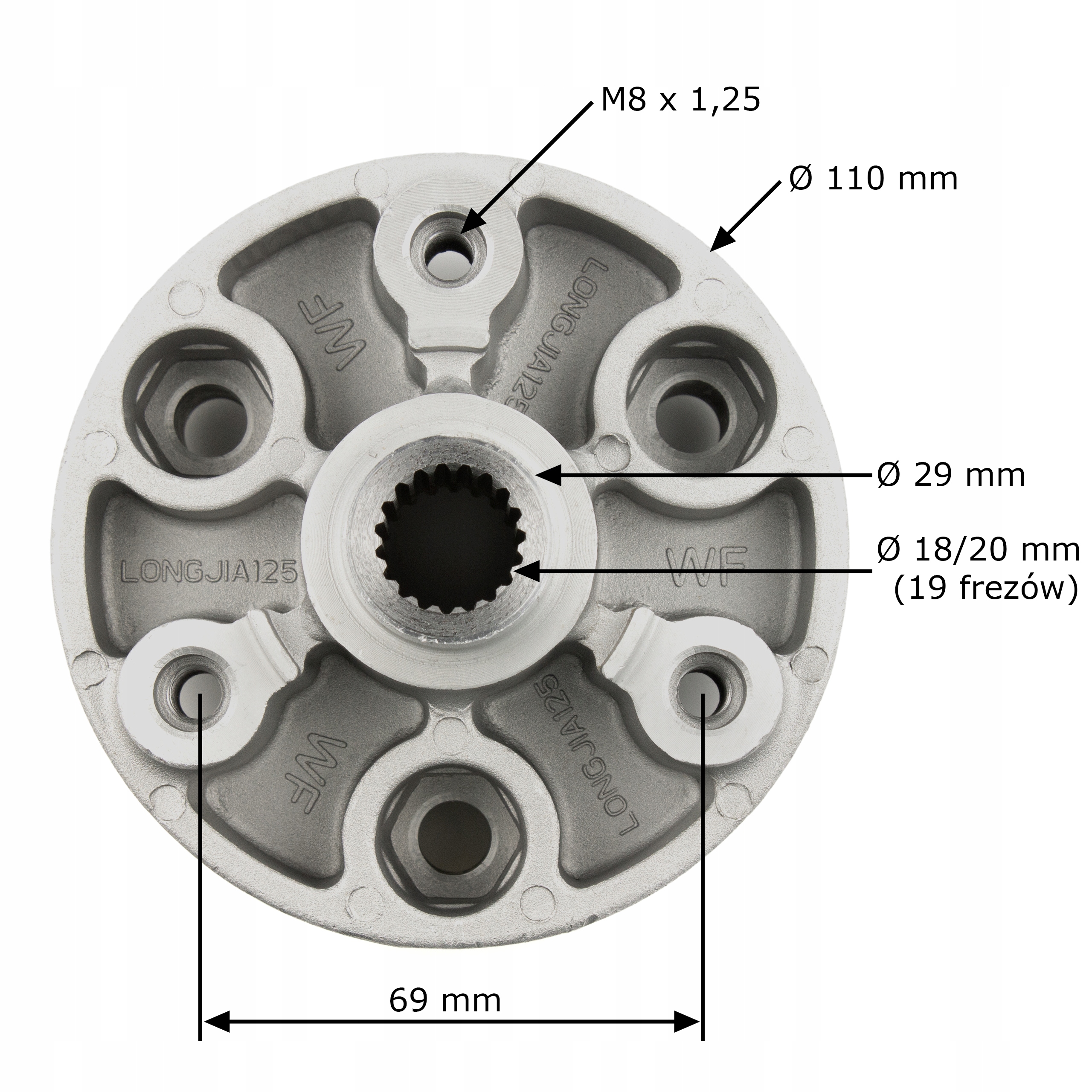 PIASTA KOŁA ZABIERAK TYŁ DO LONGJIA LJ125T-8 Producent RacePro