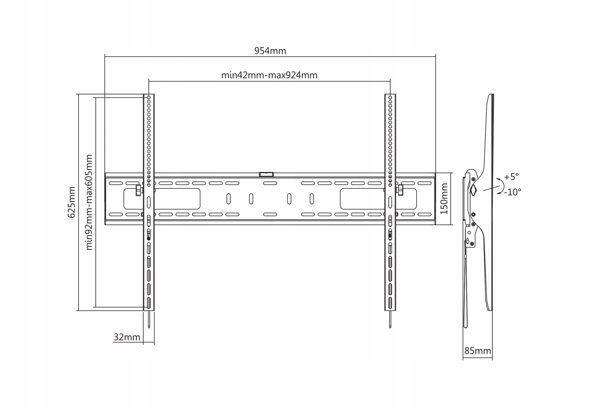 UCHWYT UNIWERSALNY DO TELEWIZORA TV LED 60-100'' Model KM1306