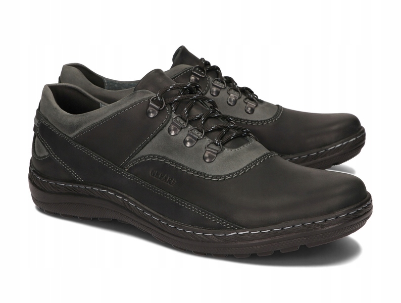 BUTY MĘSKIE TREKKINGOWE SKÓRA PÓŁBUTY 87 CZARNY 41
