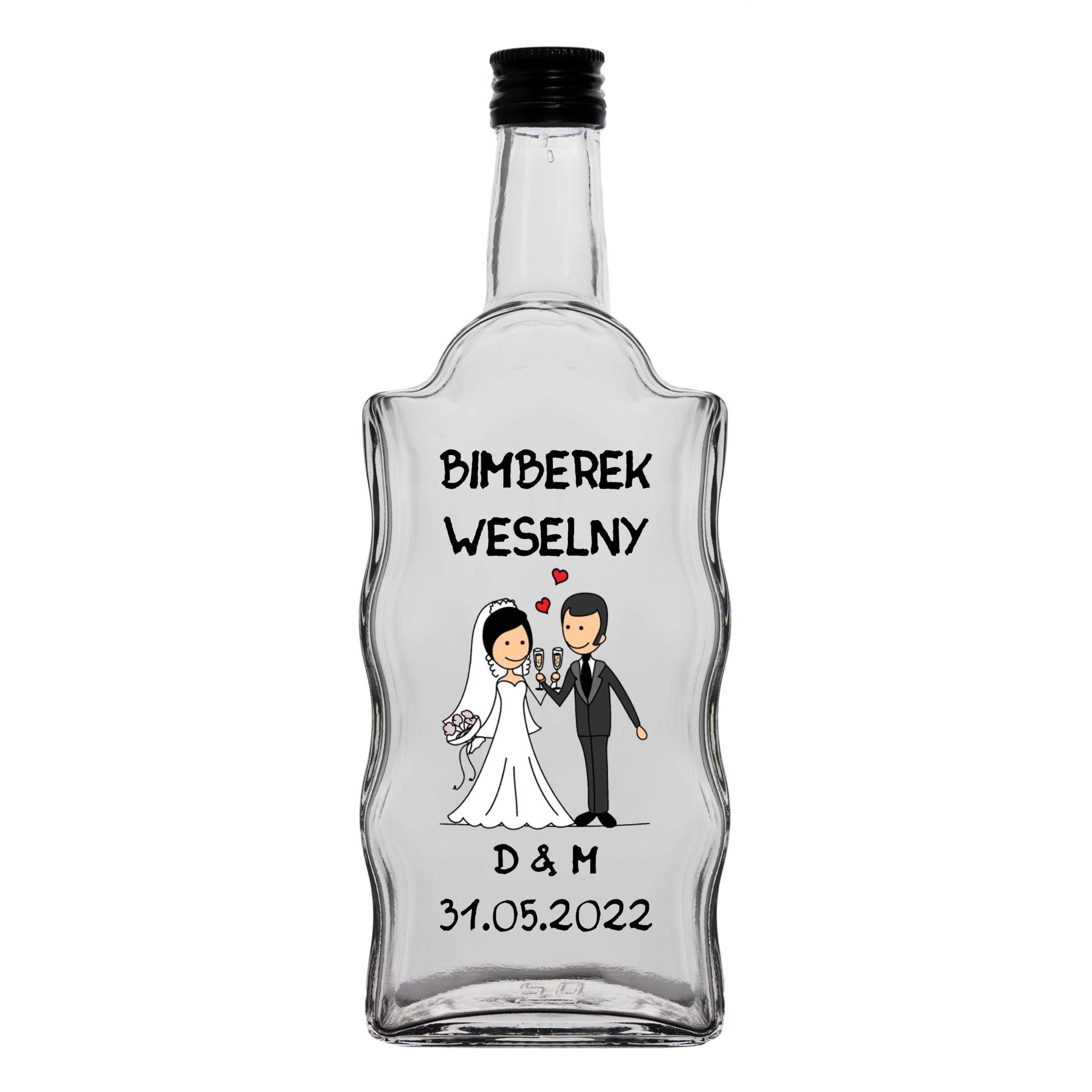 

5X Butelki Weselne Na Alkohol Bimber Wódkę 500ML
