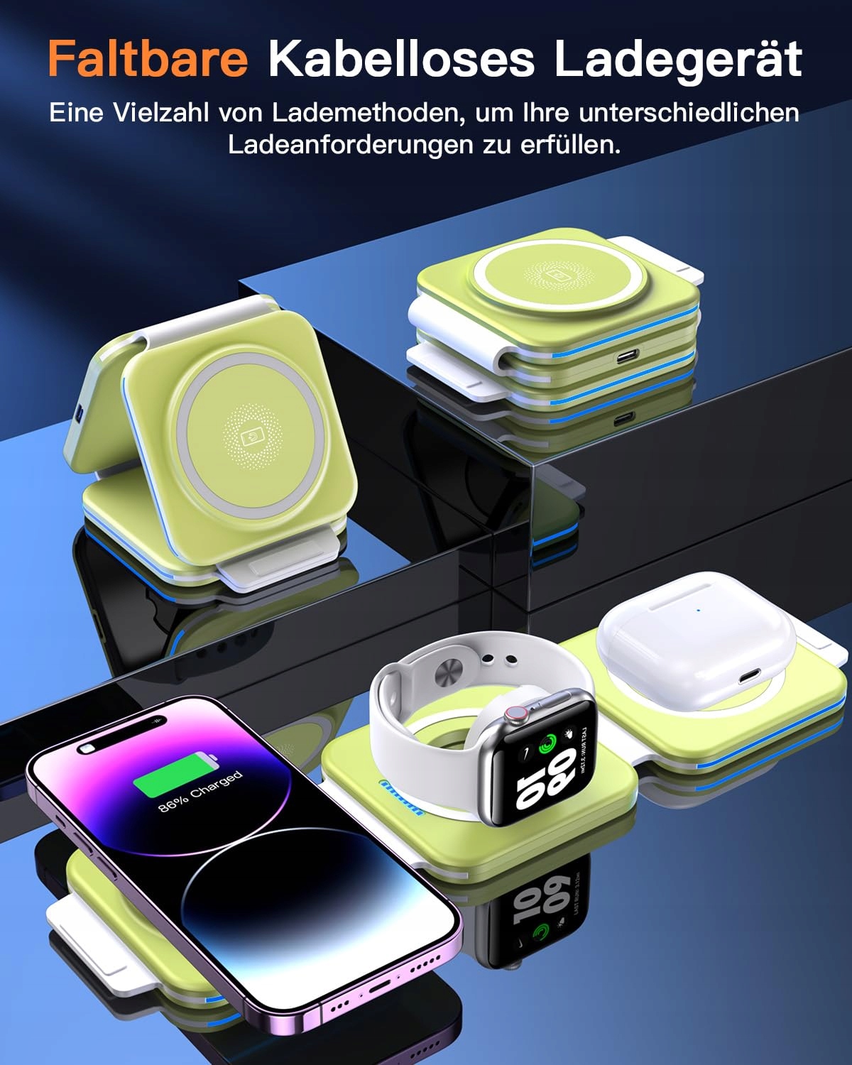 ZUMSEY Stacja Ładowania 3w1 Bezprzewodowa Dla iPhone i Apple Watch — miniatura 2